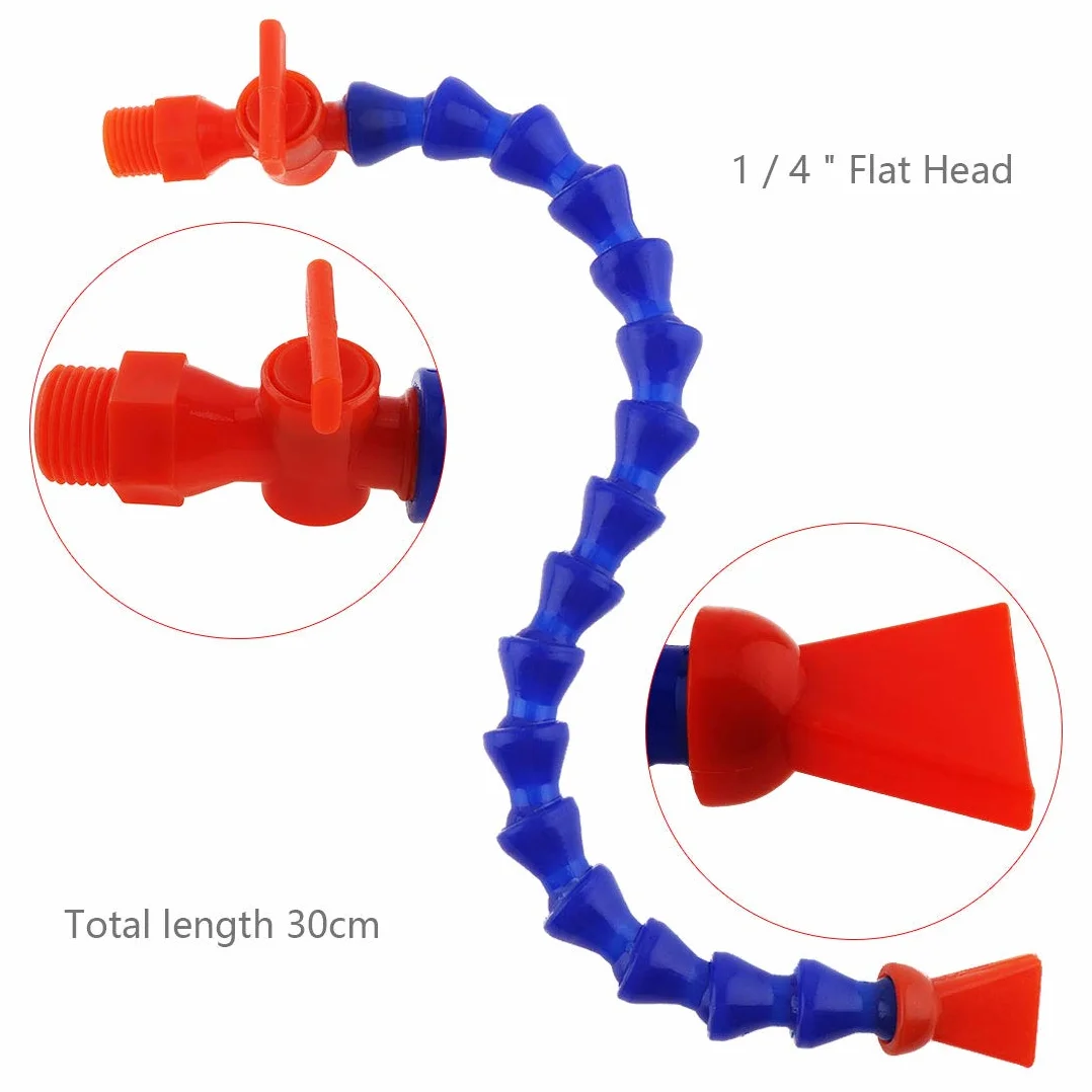 Tubo Flessibile del Liquido di Raffreddamento dell'Acqua con Filettatura da 1/4", Tubo di Raffreddamento in Plastica Regolabile con Ugello Piatto con Interruttore Blu