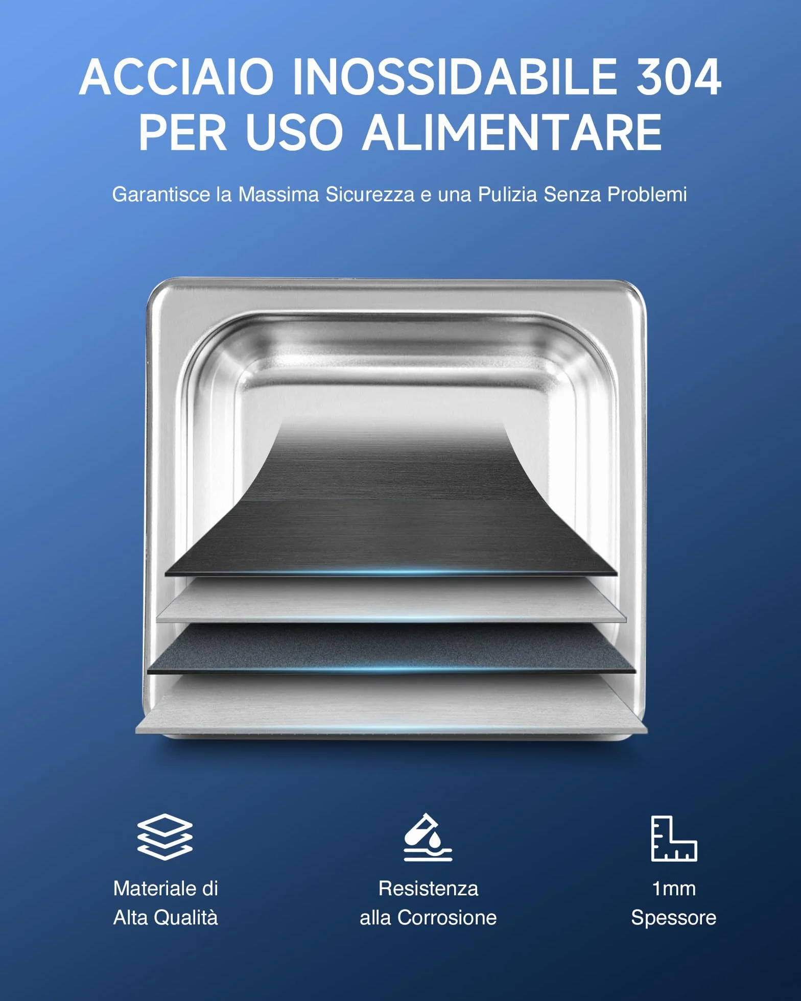 Pulitore Ultrasuoni Industriale 1L 50W Acciaio Inossidabile con Riscaldatore Timer Digitale