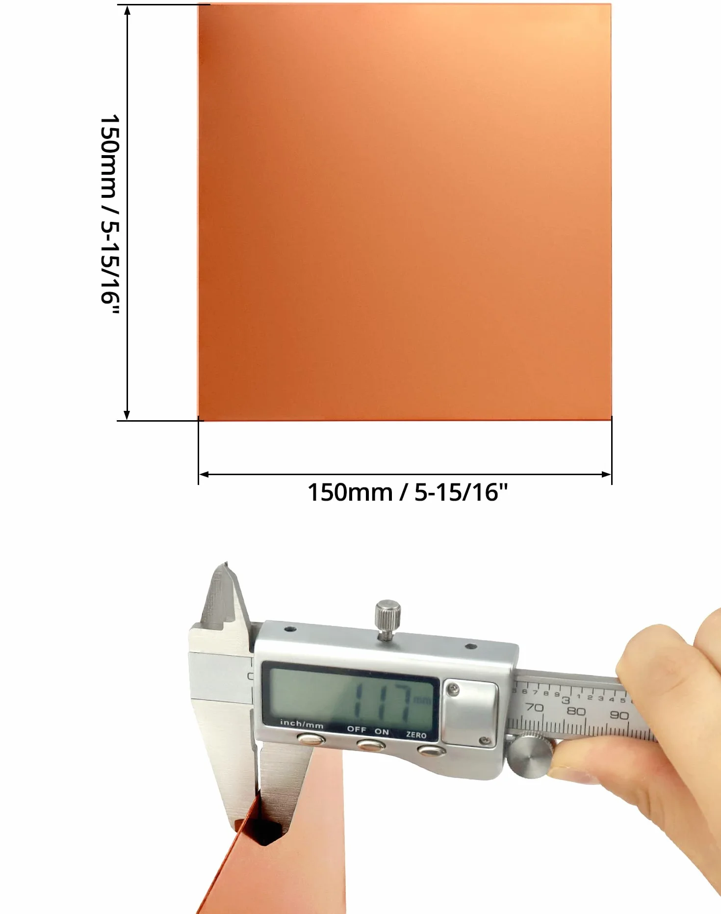 QWORK 2pz Lamiera di Rame Puro 99,9%, Lastra di Rame per la Lavorazione dei Metalli, la Stampa di Circuiti Stampati e altro ancora (150 mm x 150 mm x 1 mm)