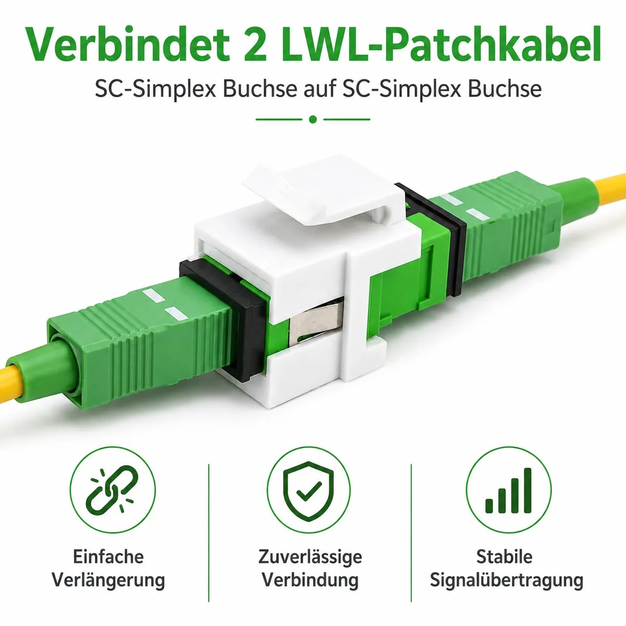 3 connettori Keystone fibra ottica OS1 OS2 APC SC-Simplex femmina monomodale verde