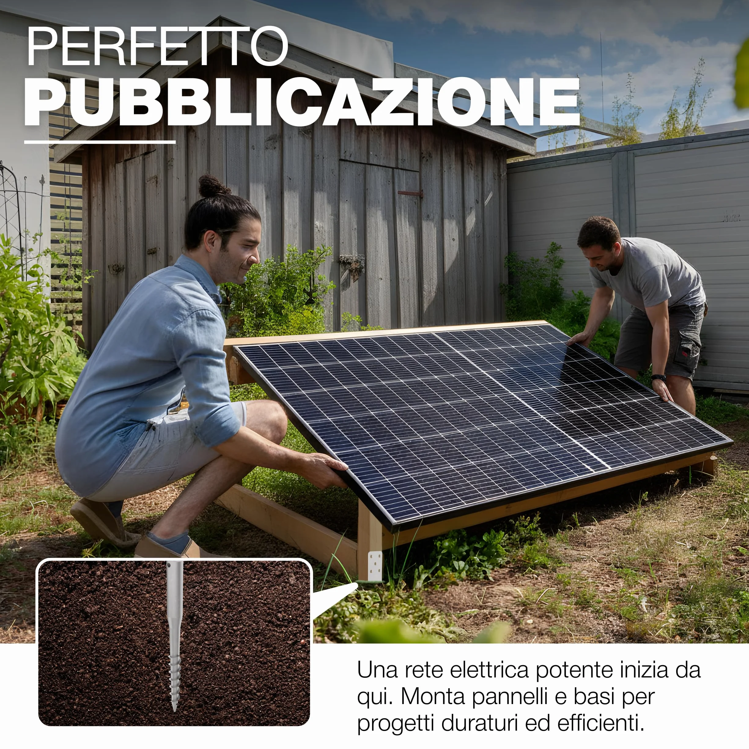 Staffa ad U con Perno a Spirale 96 x 865 mm Manicotti a Vite per Pali da Avvitare Ancoraggio da Terra