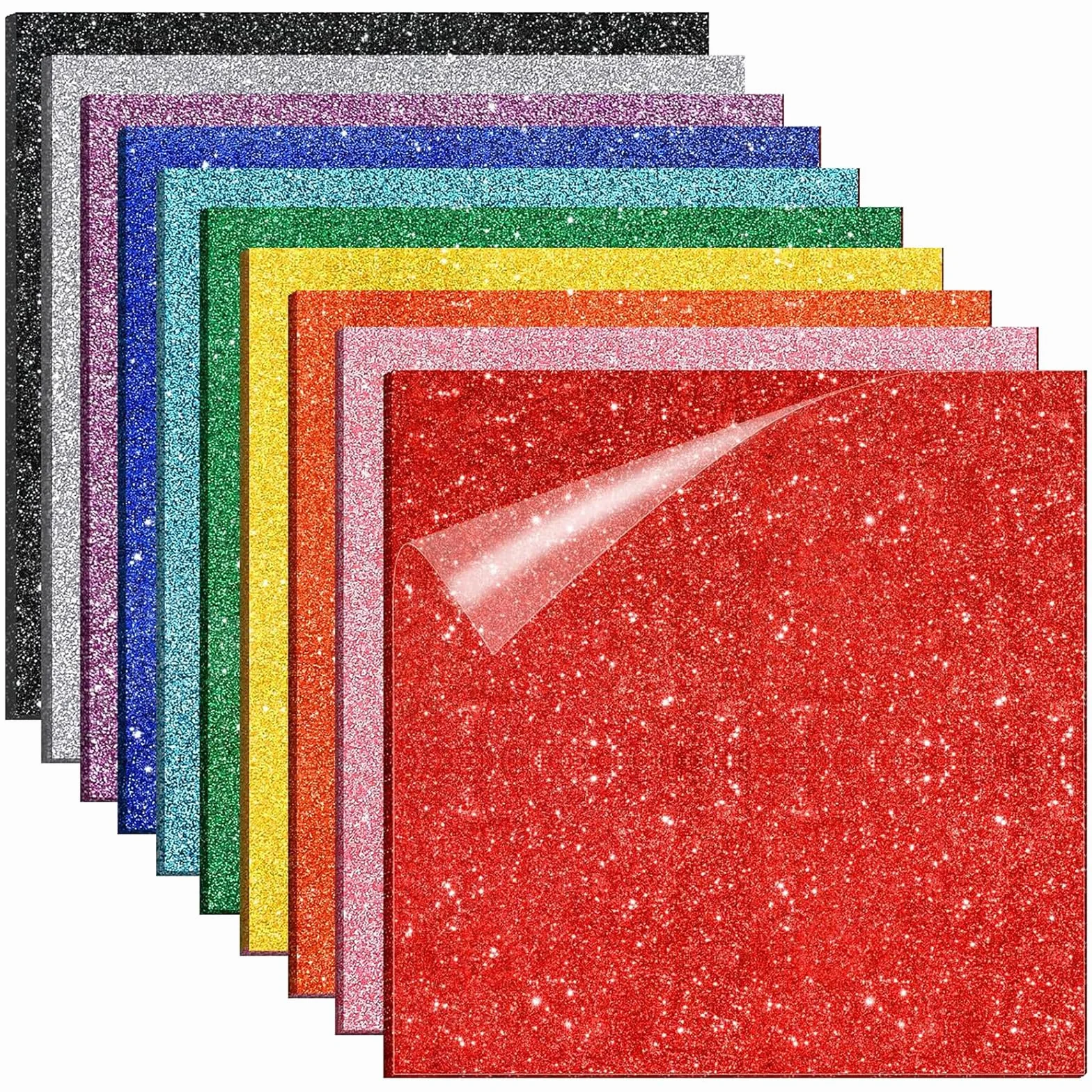 Fogli acrilici glitterati per taglio laser, 10 pezzi, 8 x 8 in 1/8 "-3 mm, in plastica fusa, per artigianato, incisione, segni, tag per animali domestici, fai da te
