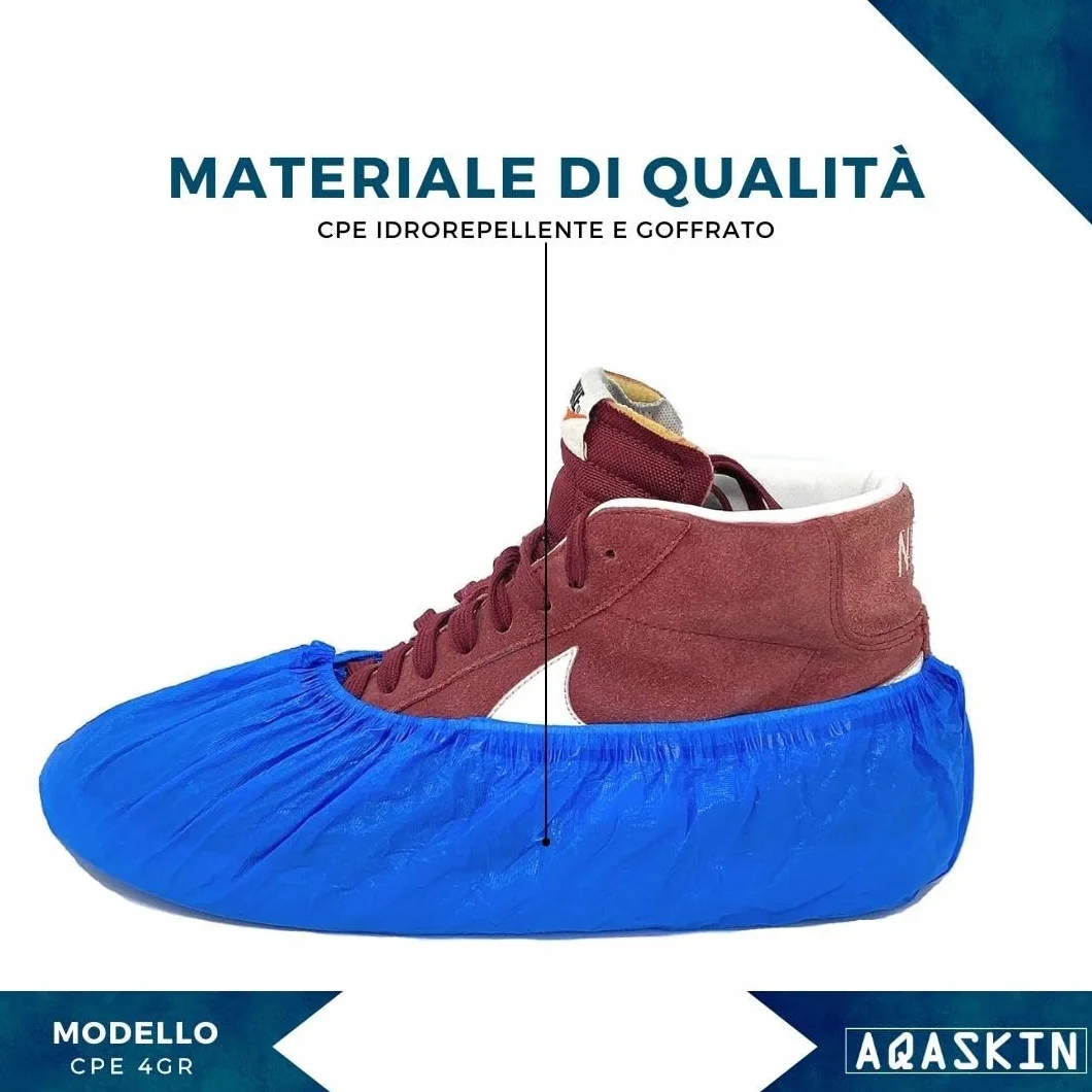 Copriscarpe Monouso CPE 4 gr. [400pz] DPI Dispositivi di Protezione Individuale Blu