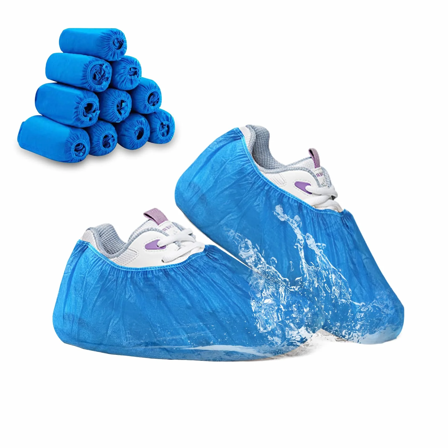 Copriscarpe Monouso in TNT Blu 100 Pezzi Antipolvere Antiscivolo Traspiranti