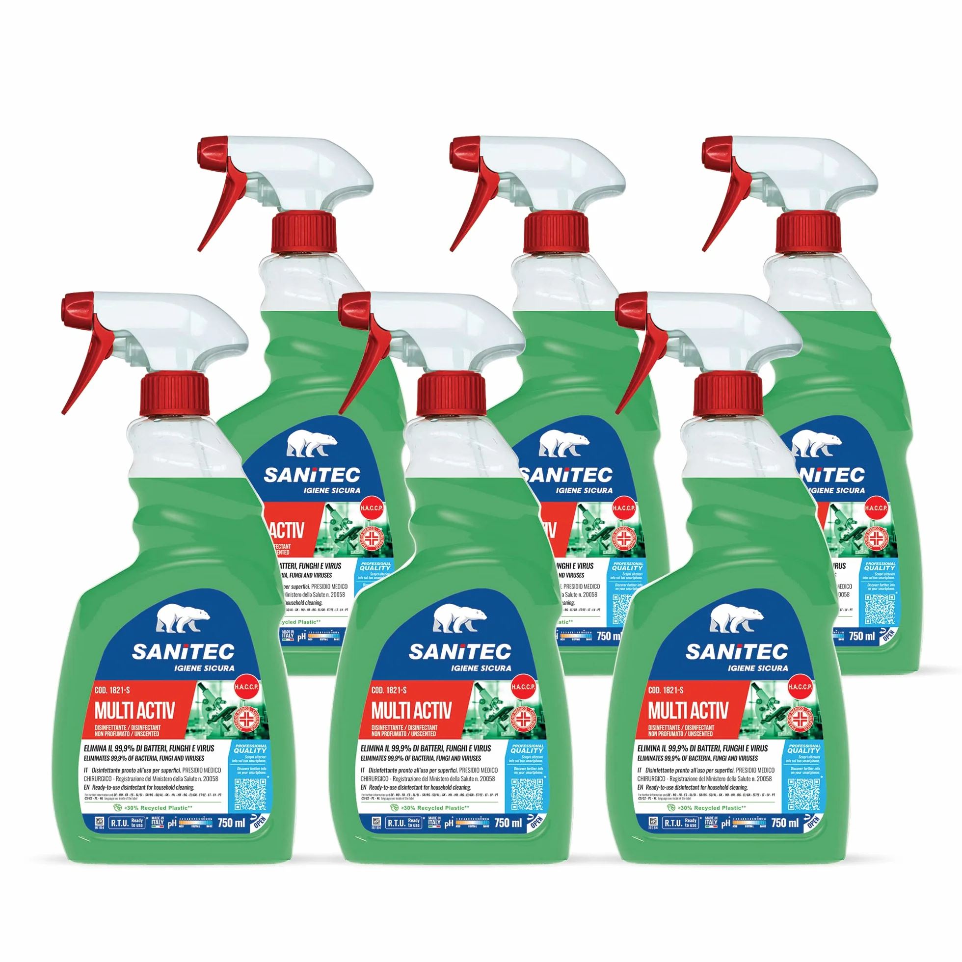 Sanitec Multi Activ Sgrassante Disinfettante Multiuso 6x750 ml