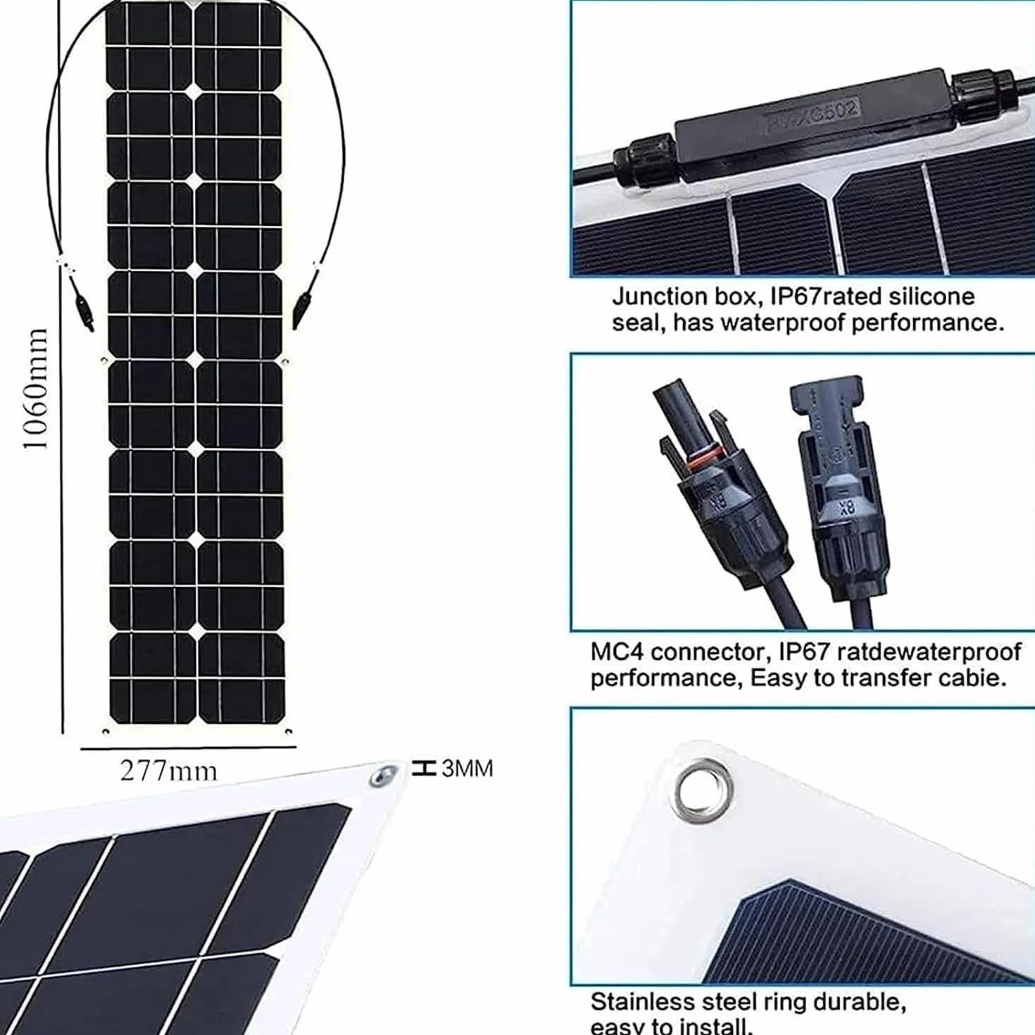 Pannelli Solari, Kit Di Pannelli Solari Monocristallini Da 200 W, 400 W E 800 W per La Casa, Pannello Solare Flessibile per Casa, Camper E Barca Fuori Rete,400W