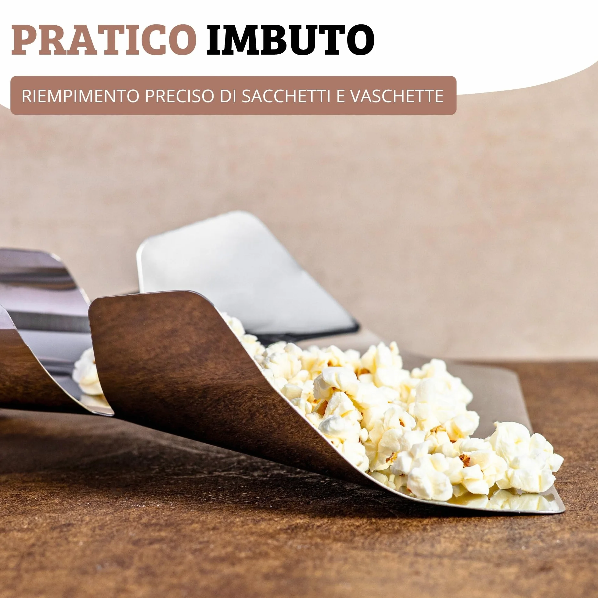 Westmark Paletta per patatine fritte/popcorn, Acciaio inox, 20 x 12 cm, 23 cm, Argento/Nero