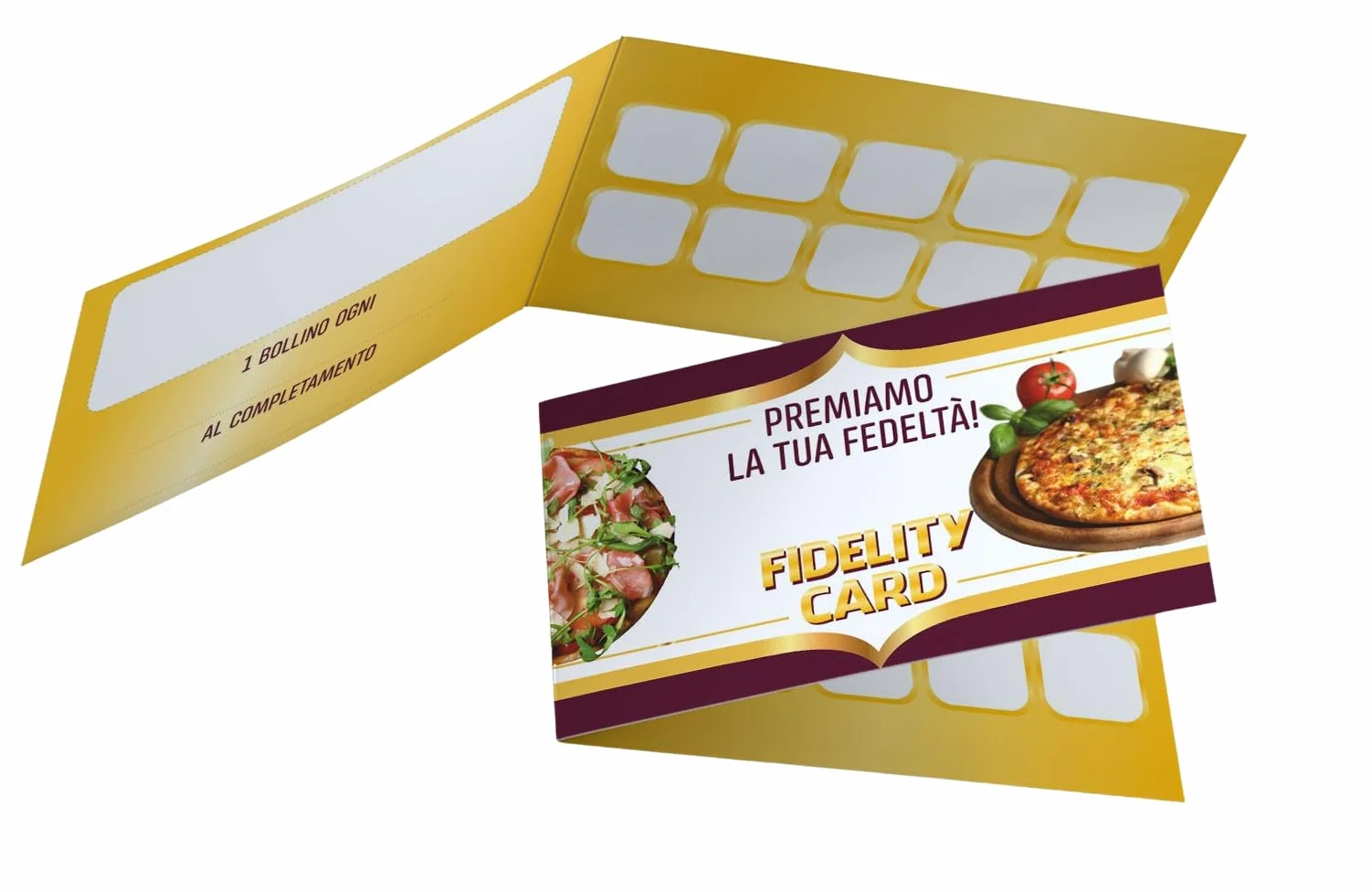 GHIBLI Tessere Fedeltà per Pizzeria con 10 Caselle da Timbrare - Fidelity Card Pizza Omaggio - Carte Punti per Fidelizzare la Clientela - Ogni 10 Pizze Una Pizza Gratis per i Clienti Fedeli (50)