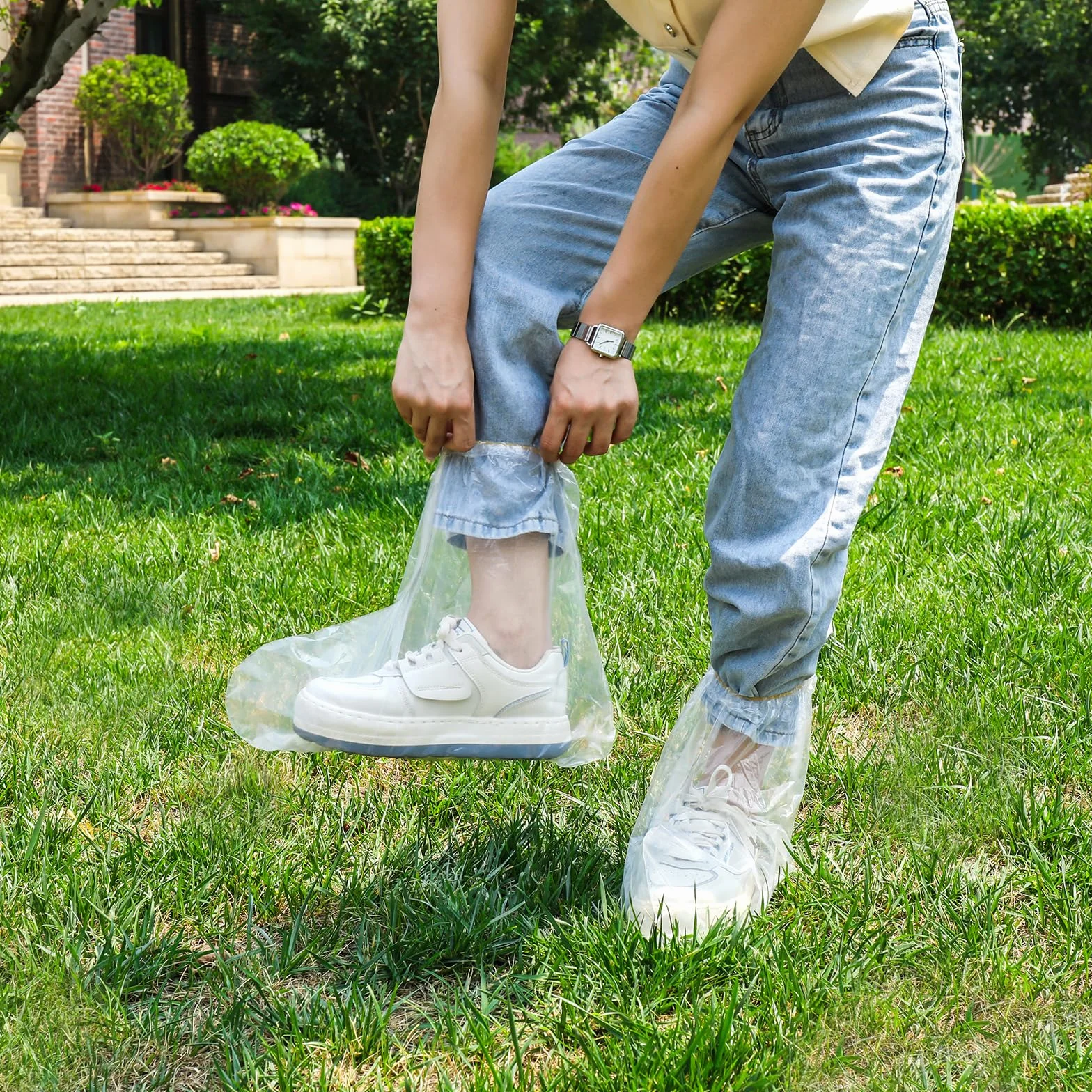 Coperture Impermeabili per Scarpe da Pioggia con Elastico, Copriscarpe Trasparenti Antiscivolo per Uomini e Donne
