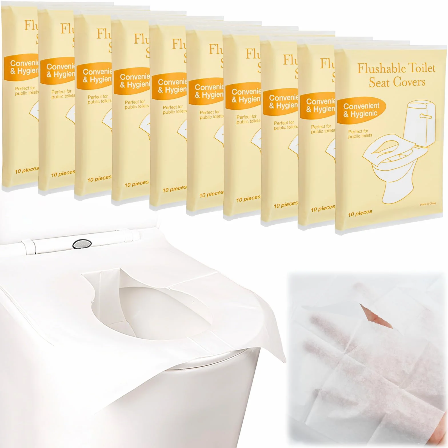 Copriwater Biodegradabili 100 Pezzi Coprisedile WC Portatile Antibatterico Universale per Viaggi Hotel