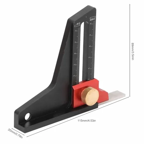 Calibro di Altezza in Lega di Alluminio 0-50 mm Strumento per Lavorazione del Legno Righello di Profondità