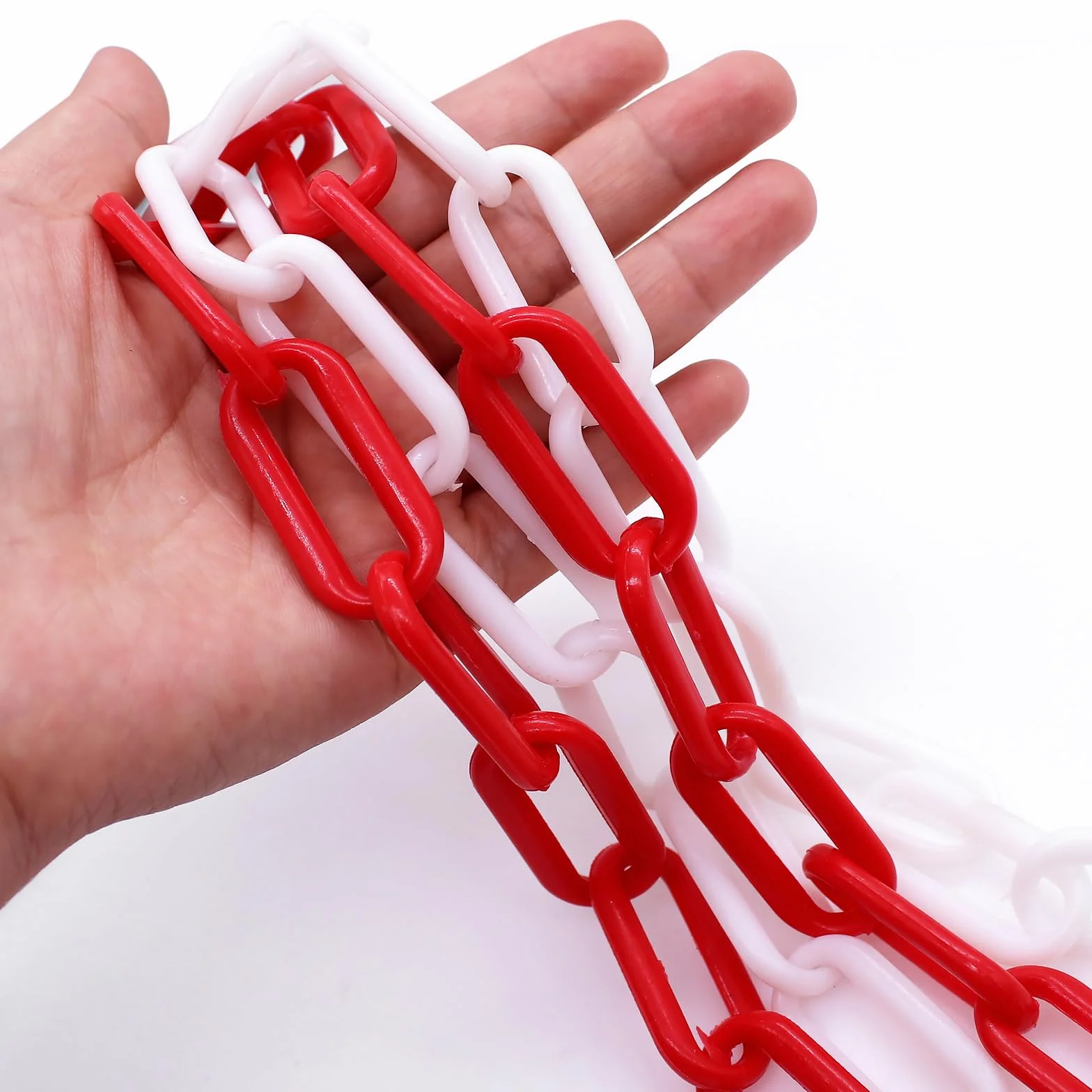 10 m Catena Plastica Rosso e Bianco, Spessore 6 mm, per Bloccare Superfici, Ben Visibile, Stabile e Maneggevole
