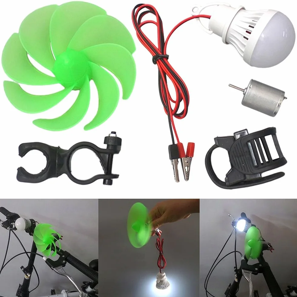 Generatore di turbina eolica, Mini lama del motore della turbina eolica, W/lampadina Kit fai da te Generatore di energia alternativa, Accessori solari
