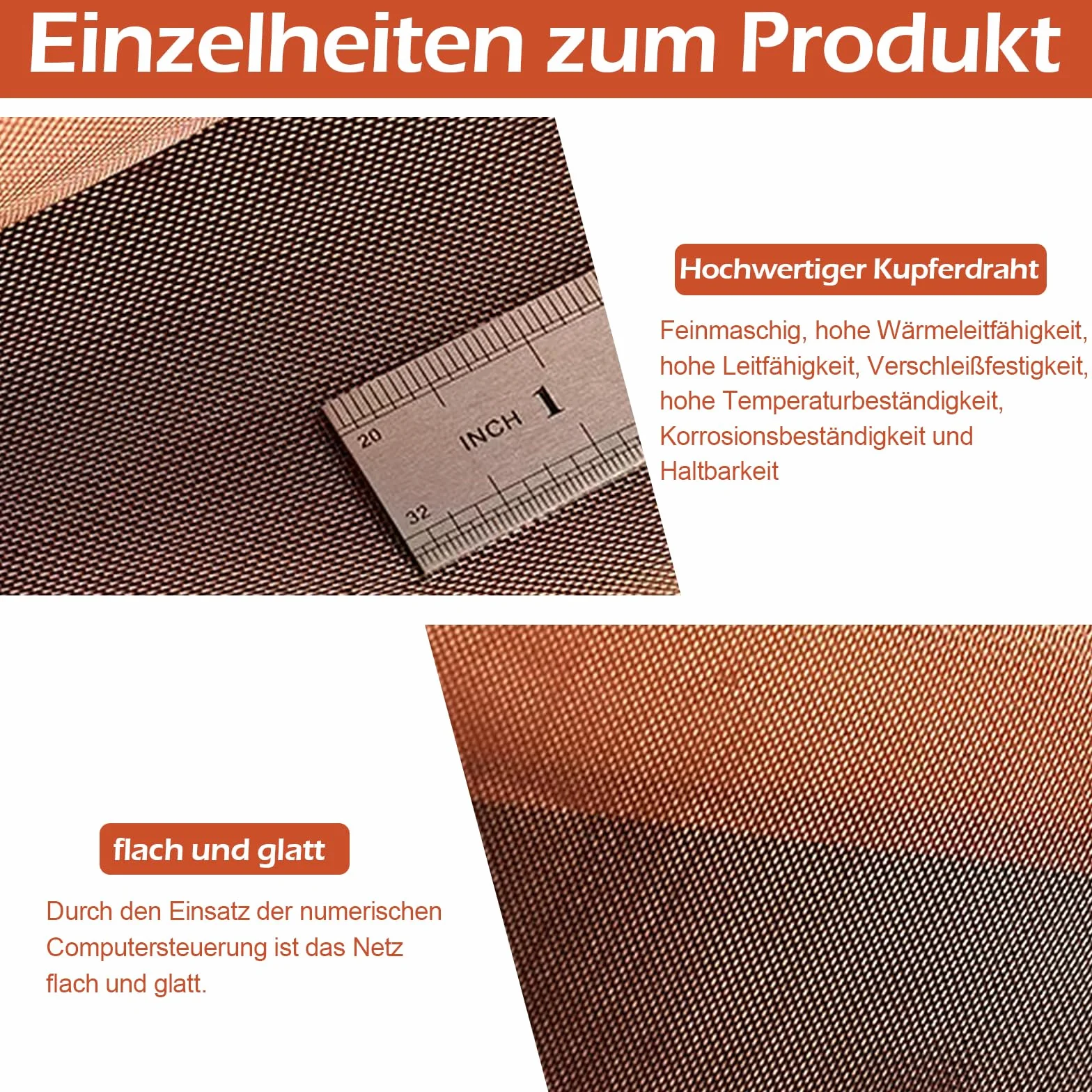 Puro Rame Treccia Filo Intrecciato 40 Mesh 30x150cm Tessuto Filtrante Antistatico