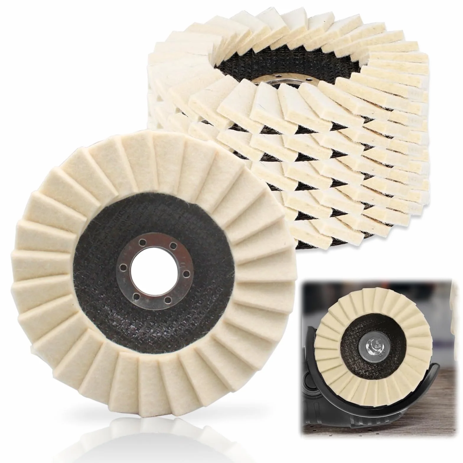 Dischi per lucidatura in feltro 125 mm x 22 mm per smerigliatrice angolare