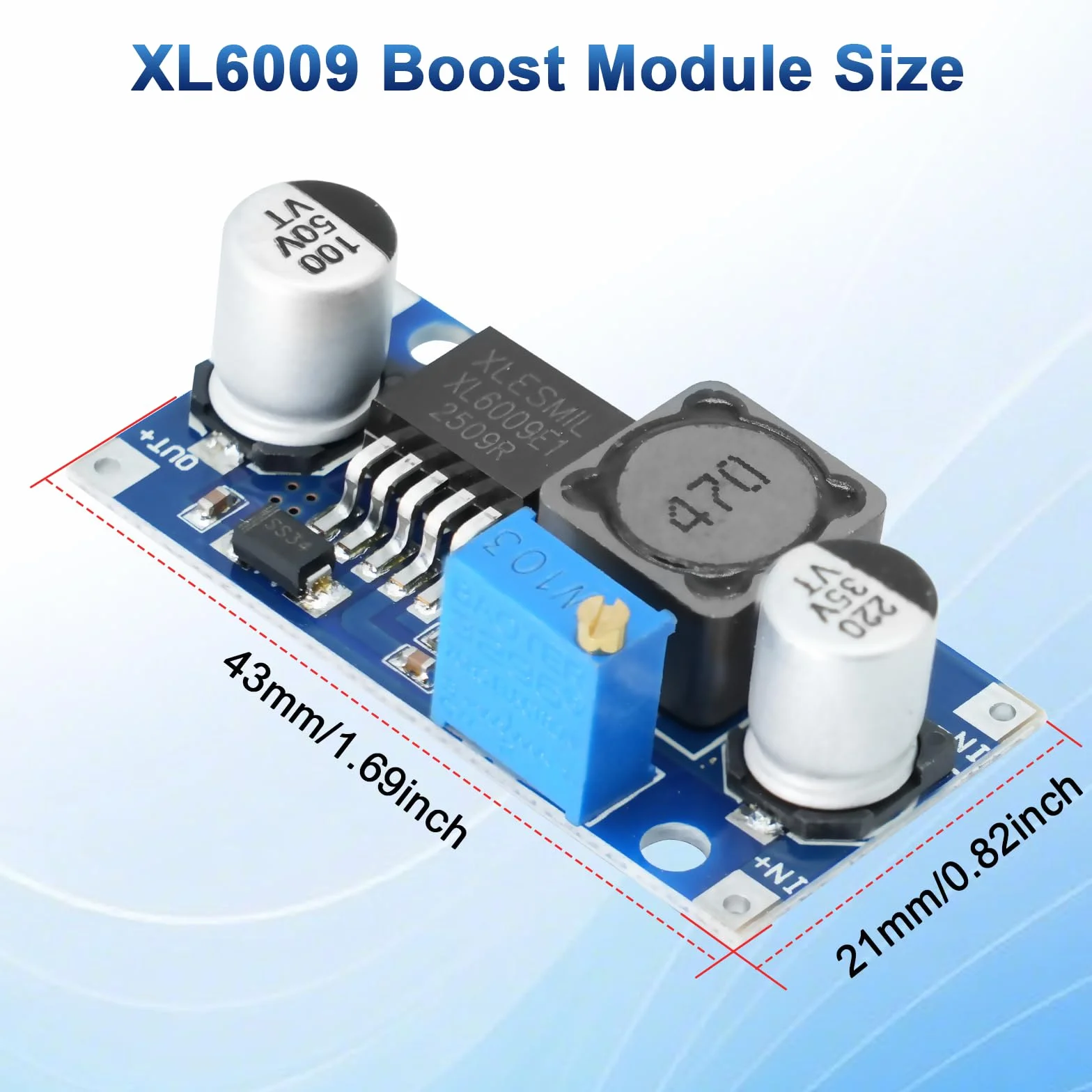 RUIZHI XL6009 Boost Convertitore Regolatore di Tensione Modulo DC DC Converter 3-32V fino a 5-35V 4A Regolabile Step Up Regolatore di tensione Frequenza di commutazione 400 kHz con Arduino(6 Pezzi)