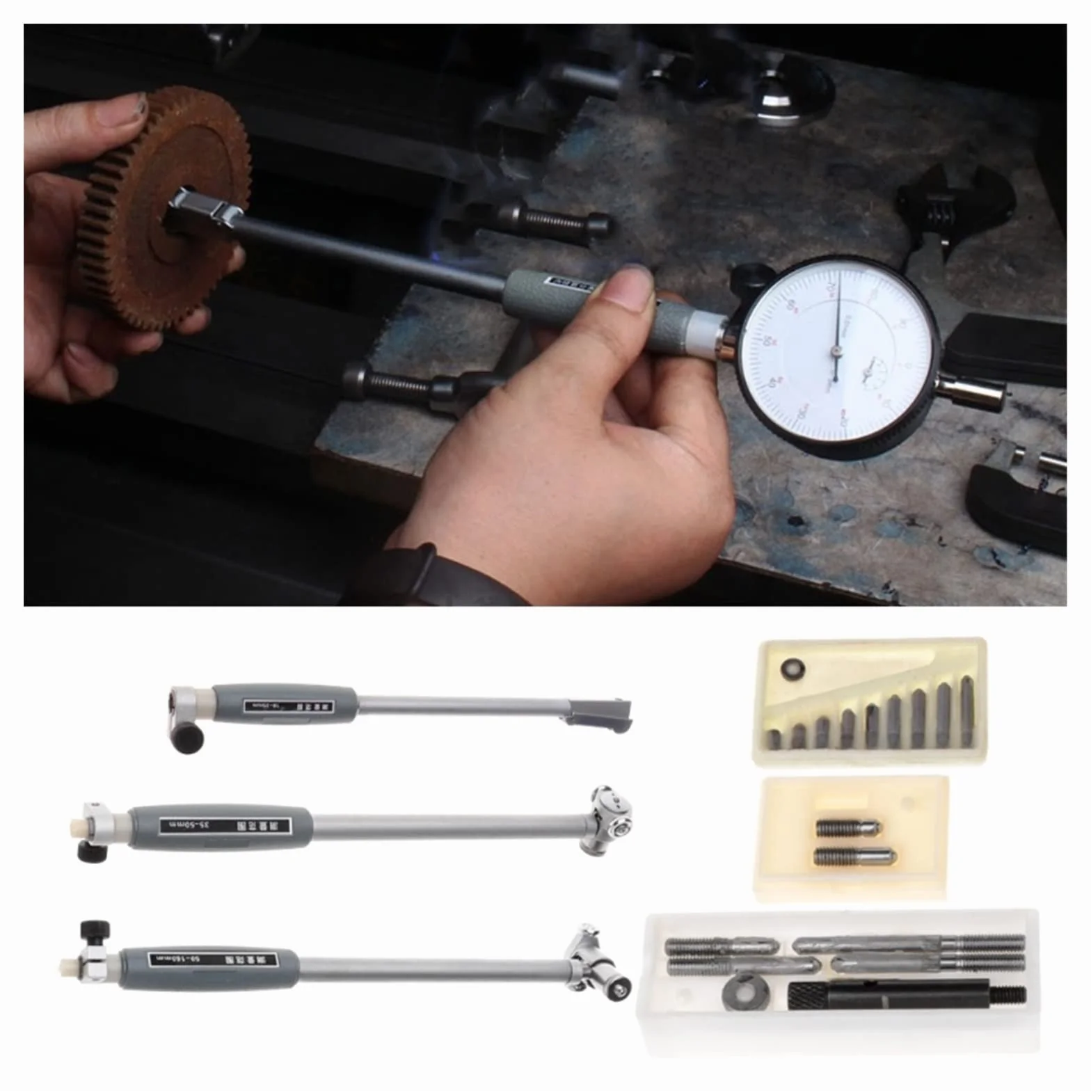 Indicatore del Comparatore, Dial Bore Gauge Bore Dial Indicator Asta di misurazione Foro Profondo Strumenti di misurazione Gauge Indicatore di Test Accurato(35-50mm)