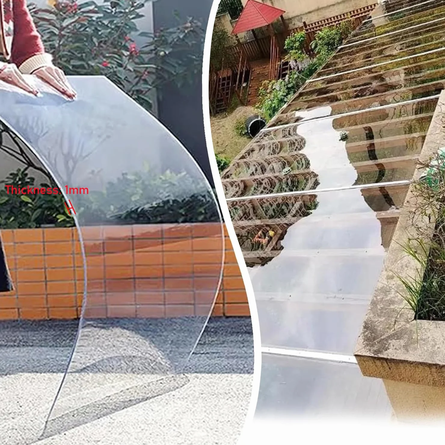 Pannelli Policarbonato Trasparente,Lastra di Copertura in Plastica Spesse 1mm,Fogli in Acrilico UV Impermeabili,per Serra Giardino Tettoia Esterno Tetto,Facili Tagliare (0.6m x 1m)