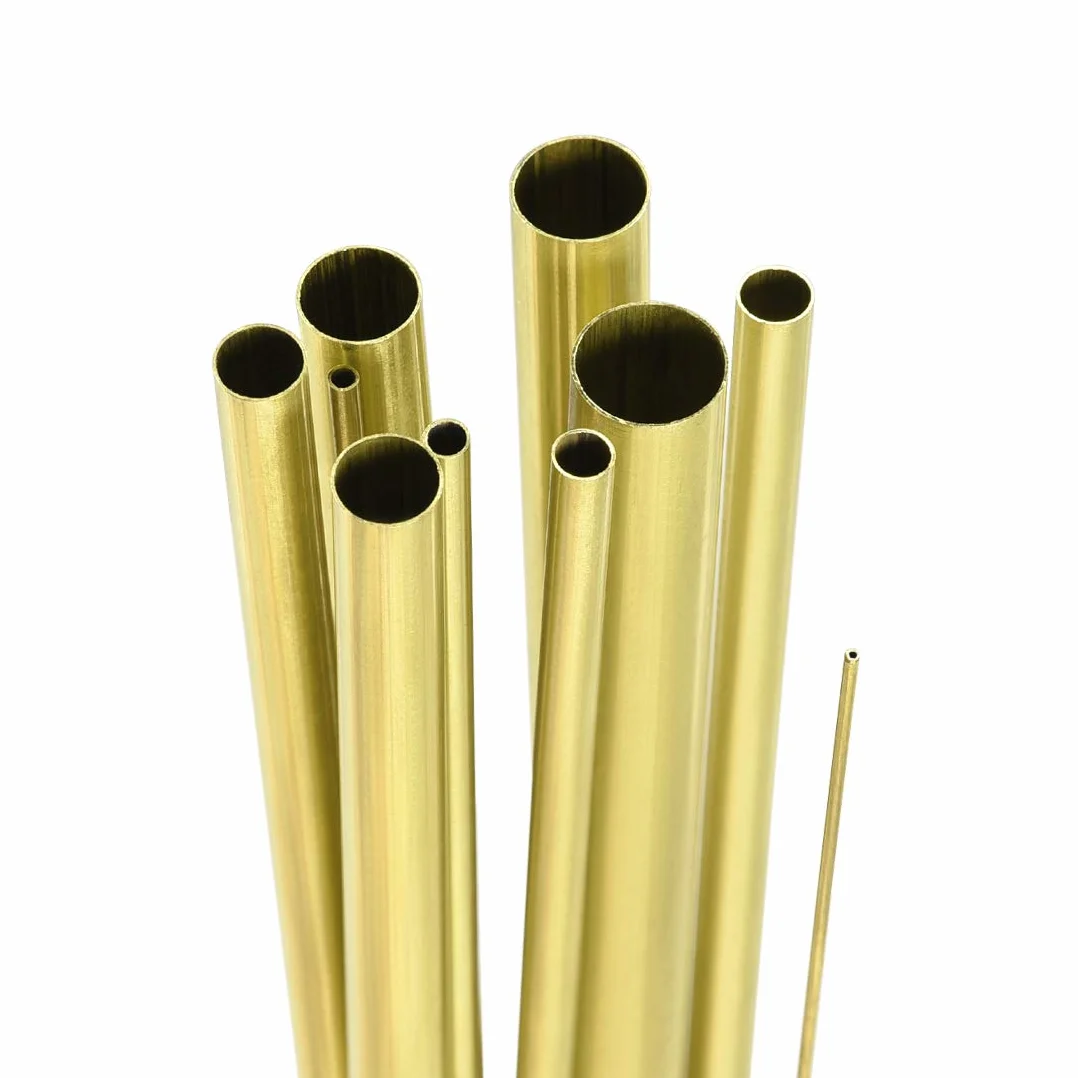 PATIKIL 1-10mm OD x 0,2mm Parete 300mm Lunghezza Ottone Tubo Liscio Rotondo, 10 pezzi