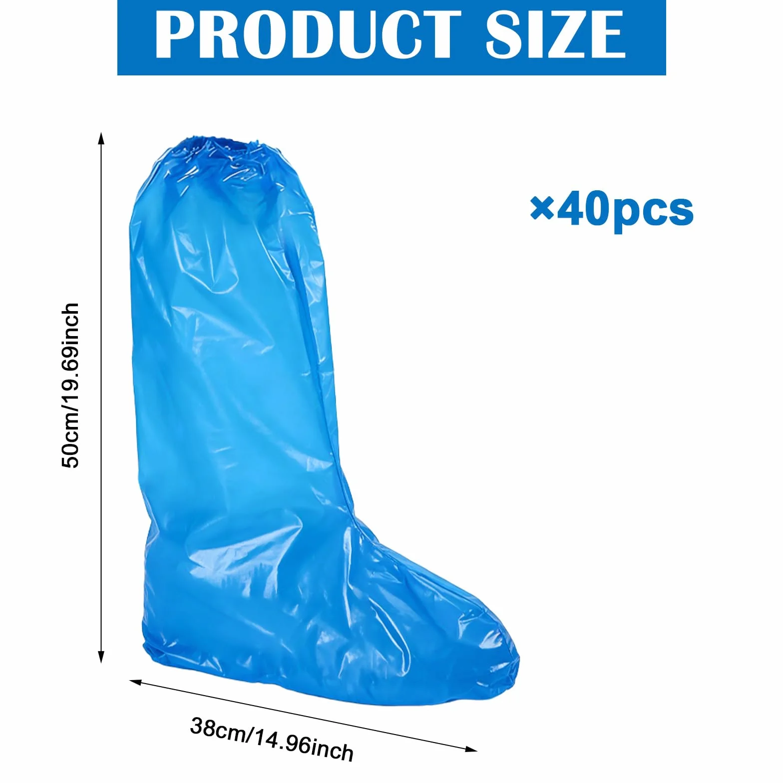 Copriscarpe impermeabili PE 38x50 cm con elastici per pioggia blu 40 pezzi