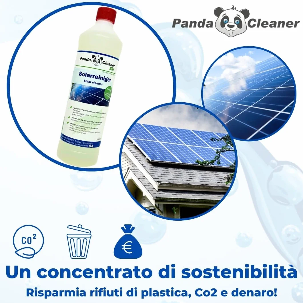 PandaCleaner Detergente biologico professionale 1l per impianti solari fotovoltaico altamente concentrato 1:100