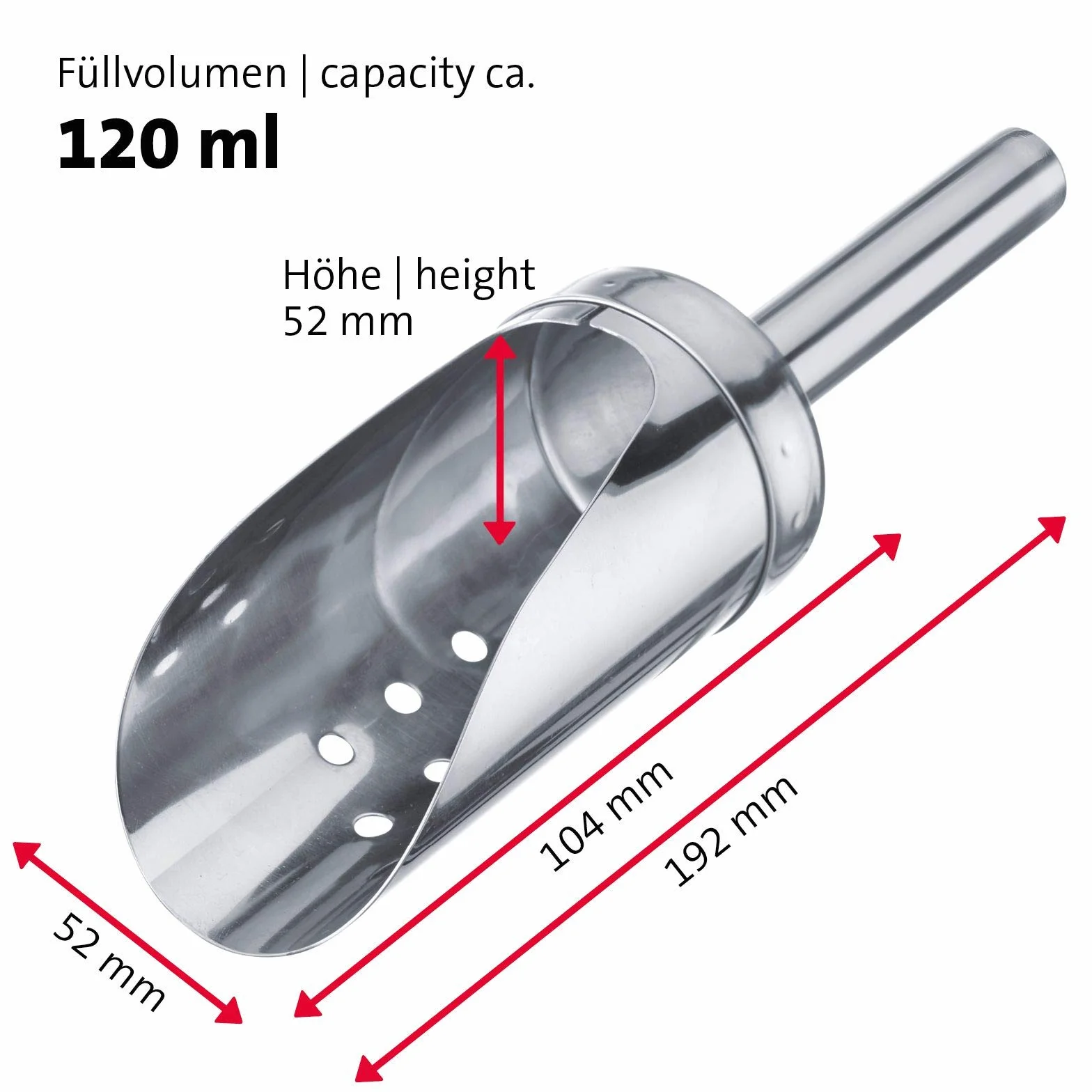 Westmark Paletta per ghiaccio tritato e cubetti, Acciaio inox, 120 ml