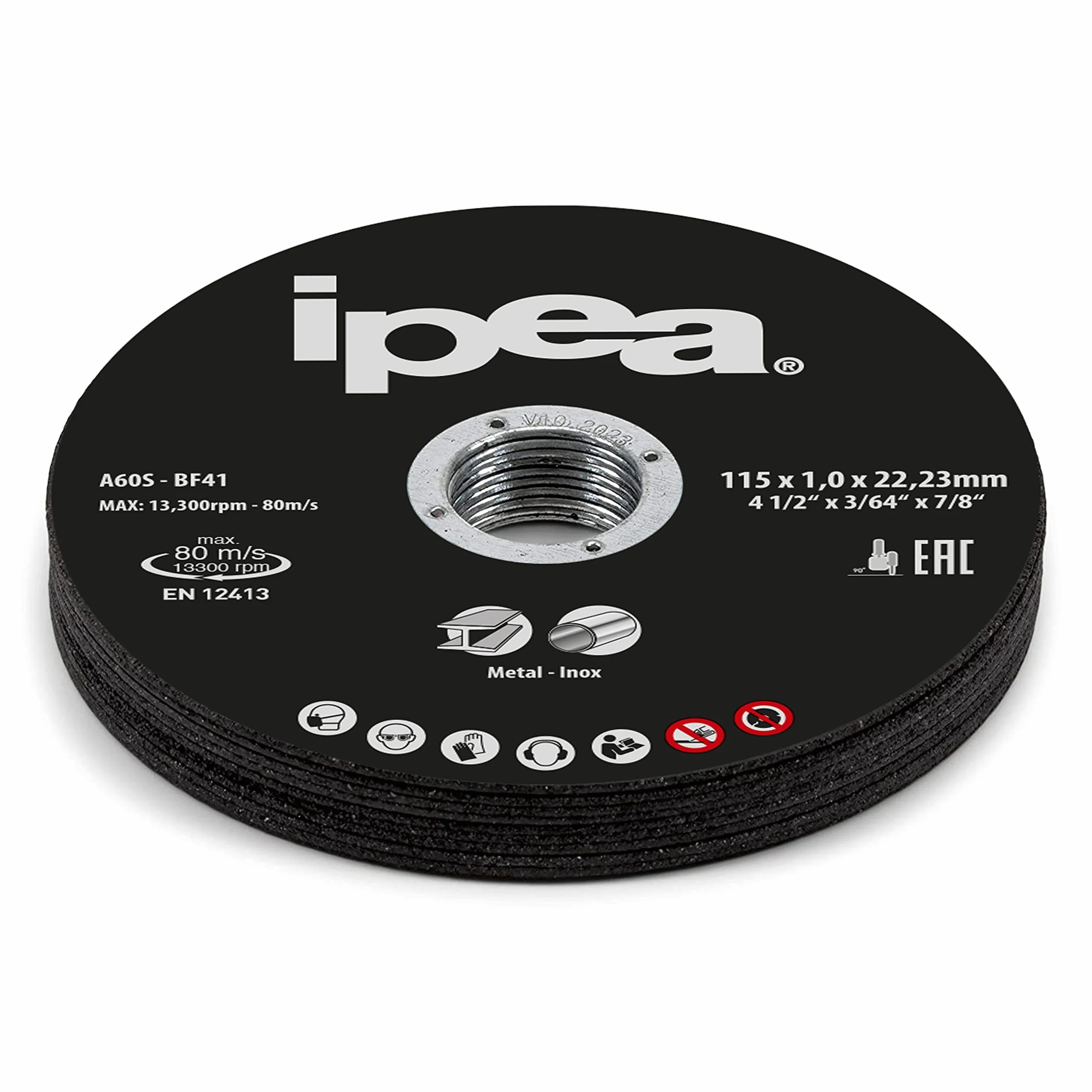 IPEA Dischi da Taglio in Metallo e Acciaio Inossidabile - 10 Pezzi - Disco per Smerigliatrice Angolare e Flessibile - Lame da Taglio per Metallo, Ferro, Alluminio - Misure 115 x 1 x 22 mm