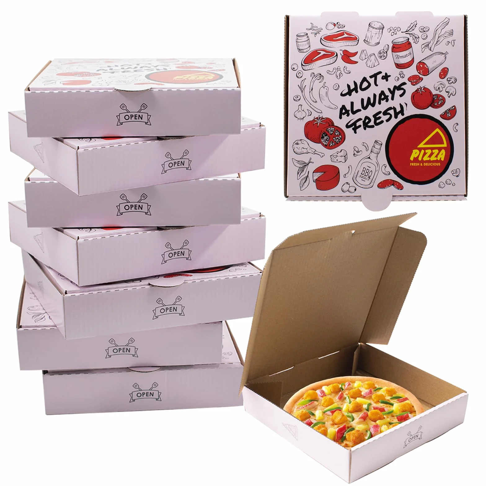 Scatola Pizza di Cartone Ondulato 7 Pollici 12 Pezzi Termico da Asporto Rosa