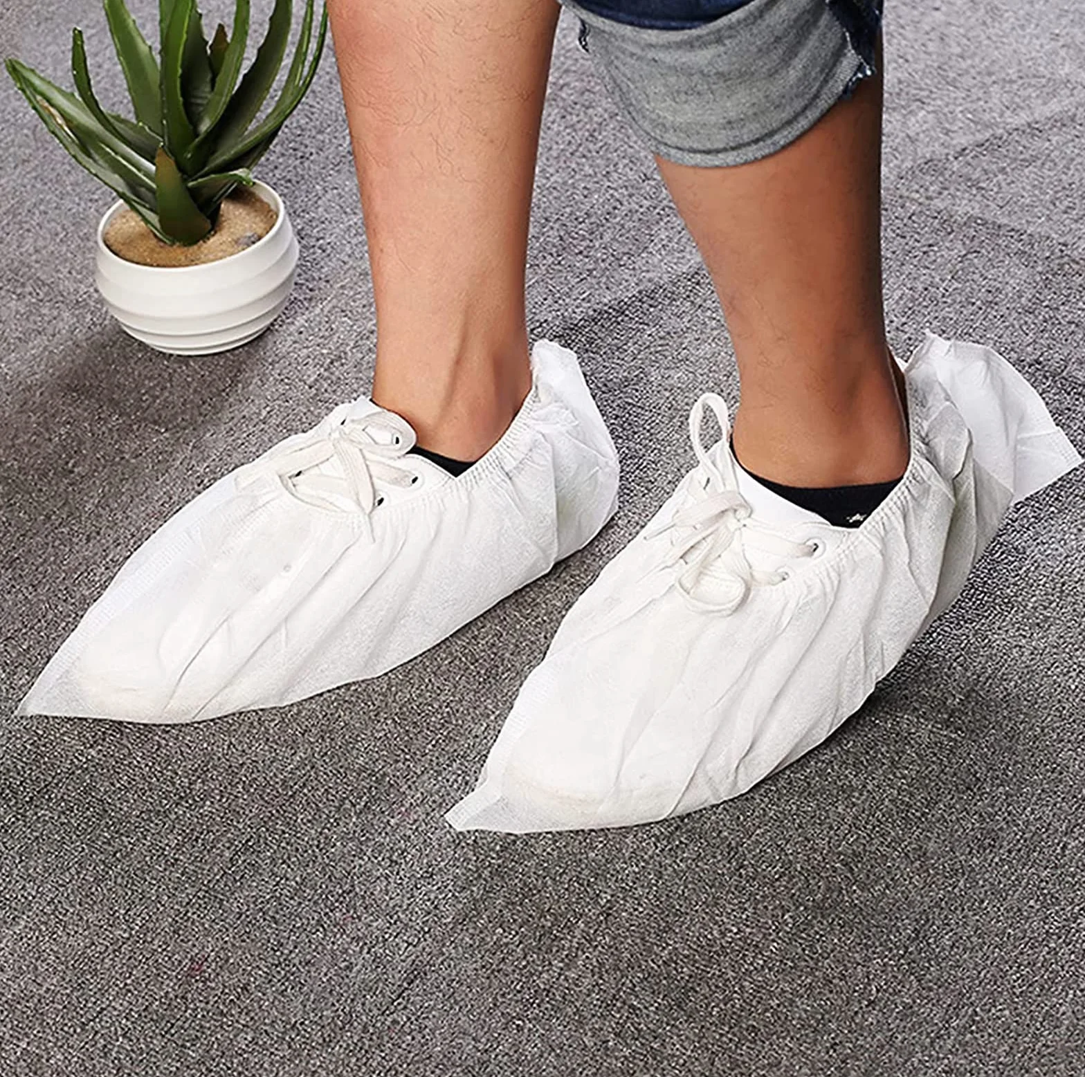 Copriscarpe in Plastica Bianco 100 Pezzi per Pulizia Tappeto Protezione Pavimento
