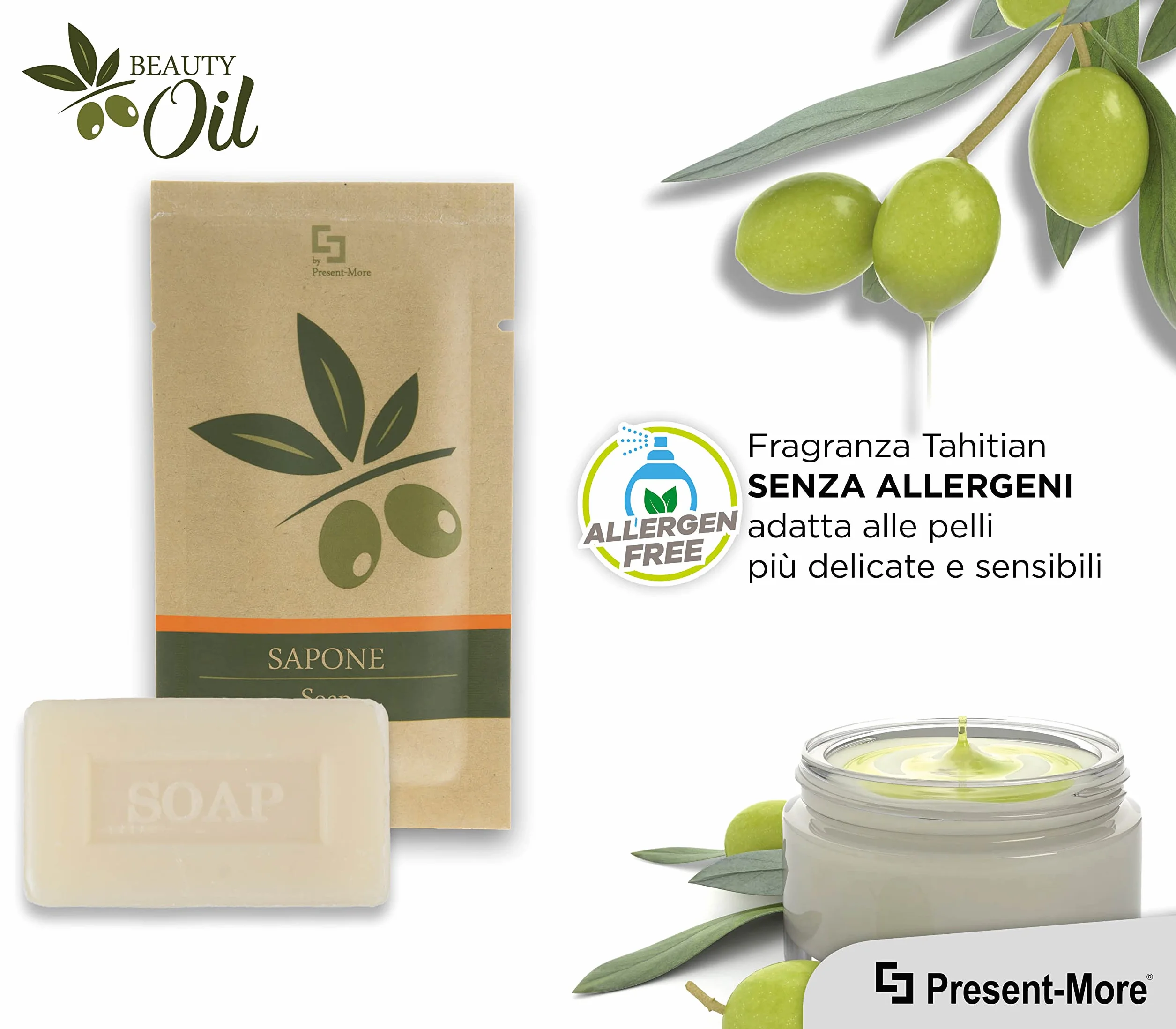 Saponette Hotel 15gr Beauty Oil - Confezione da 250 Pezzi - Fragranza Tahitian - Ideale per Hotel e B&B