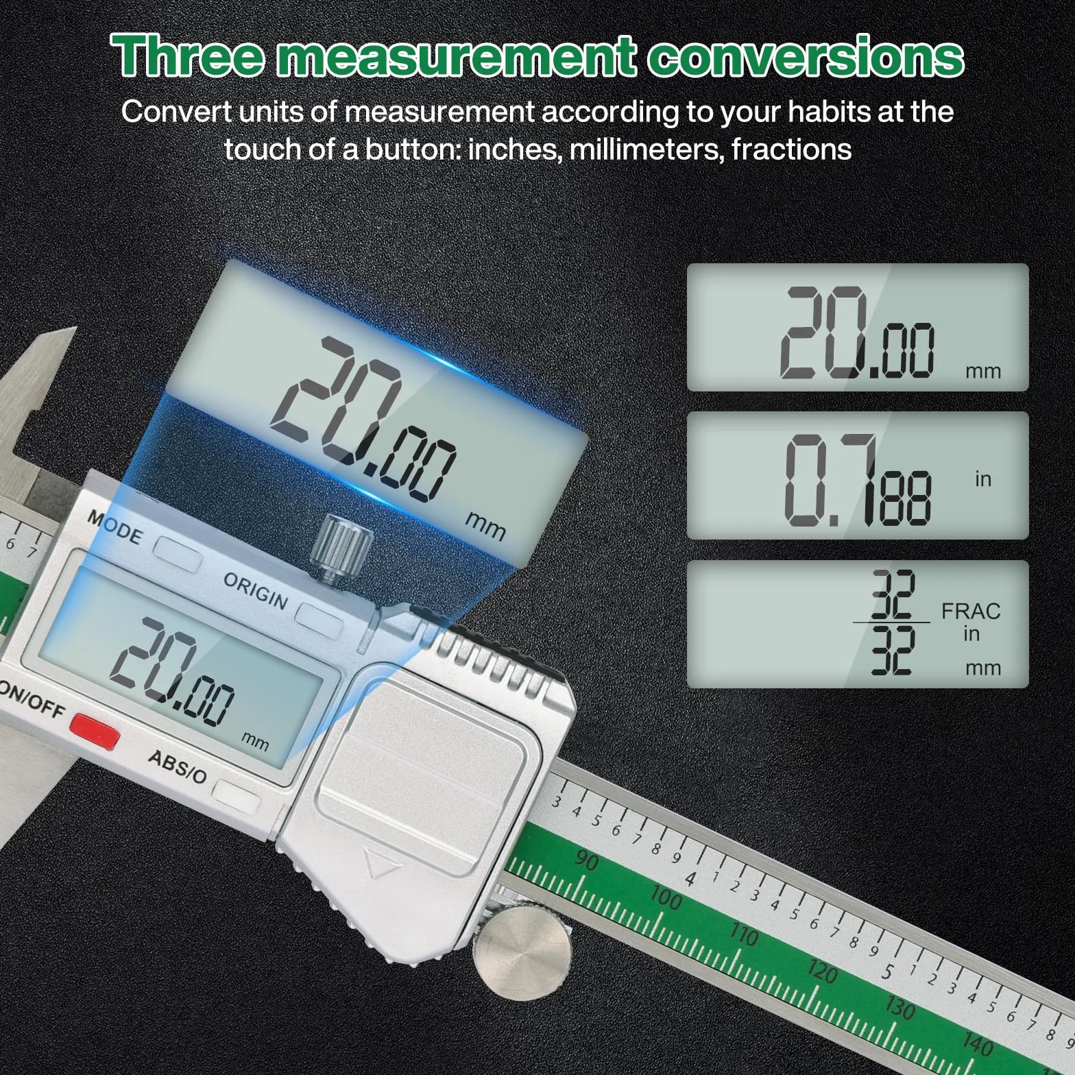 Supermicro Calibro Digitale 150 mm 6 Pollici IP54 Impermeabile Micrometro Acciaio LCD