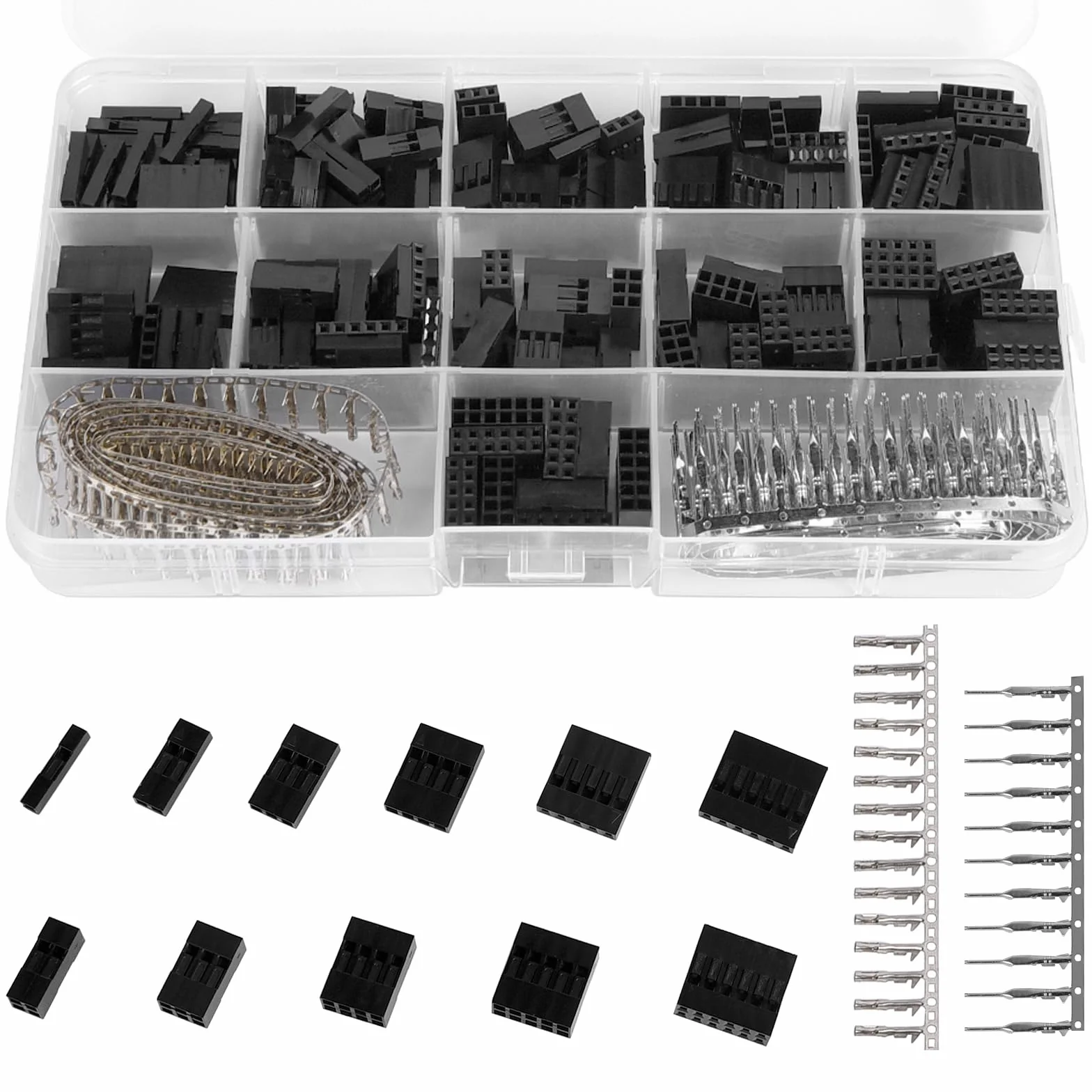 Dupont Set 620 Connettori 2,54 mm JST SM Femmina Crimpatrice