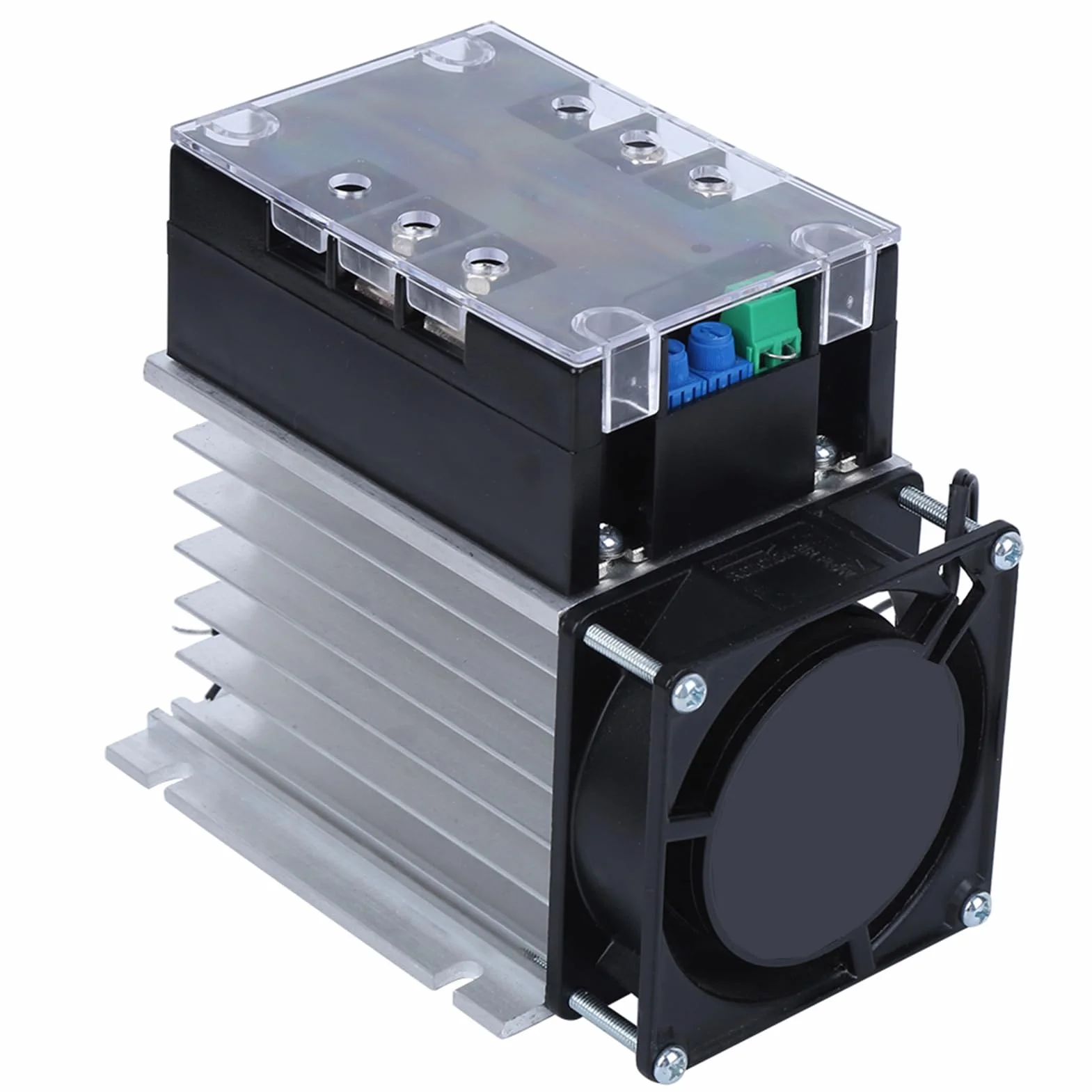 SSR-100WA-R (4KW) Scheda di Avviamento del Motore, Motorino di Avviamento Dolce Monofase a 2 Fasi Accessorio di Controllo Industriale Inferiore in Ottone per Pompa Dell'acqua(Modulo + radiatore)