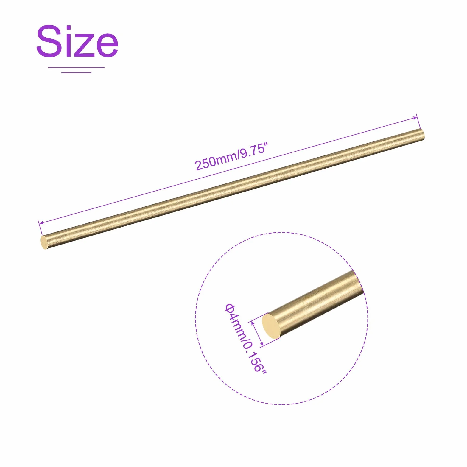 DMiotech 6pz 4mm x 250mm, Ottone Massiccio Tondo Asta, Ottone Asta Tornio Barra Azione
