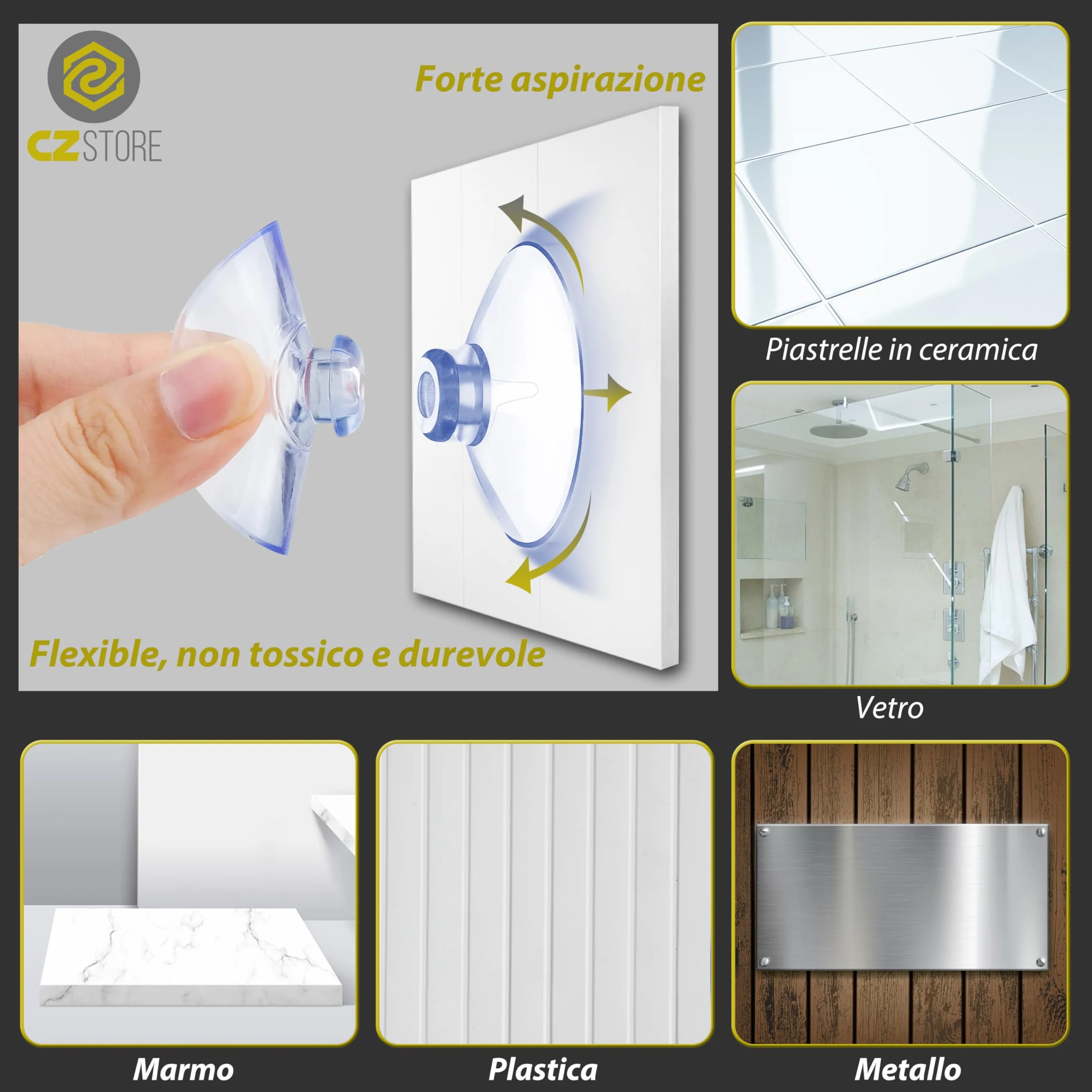 Mini Ventose -✮GARANZIA A VITA✮- 20 PEZZI - Ventose Trasparenti in PVC - Ventosa 20 MM, Riutilizzabile, Senza Gancio, Linguetta a Fungo - Appendini adesivi per Specchi, Vetro, Finestre