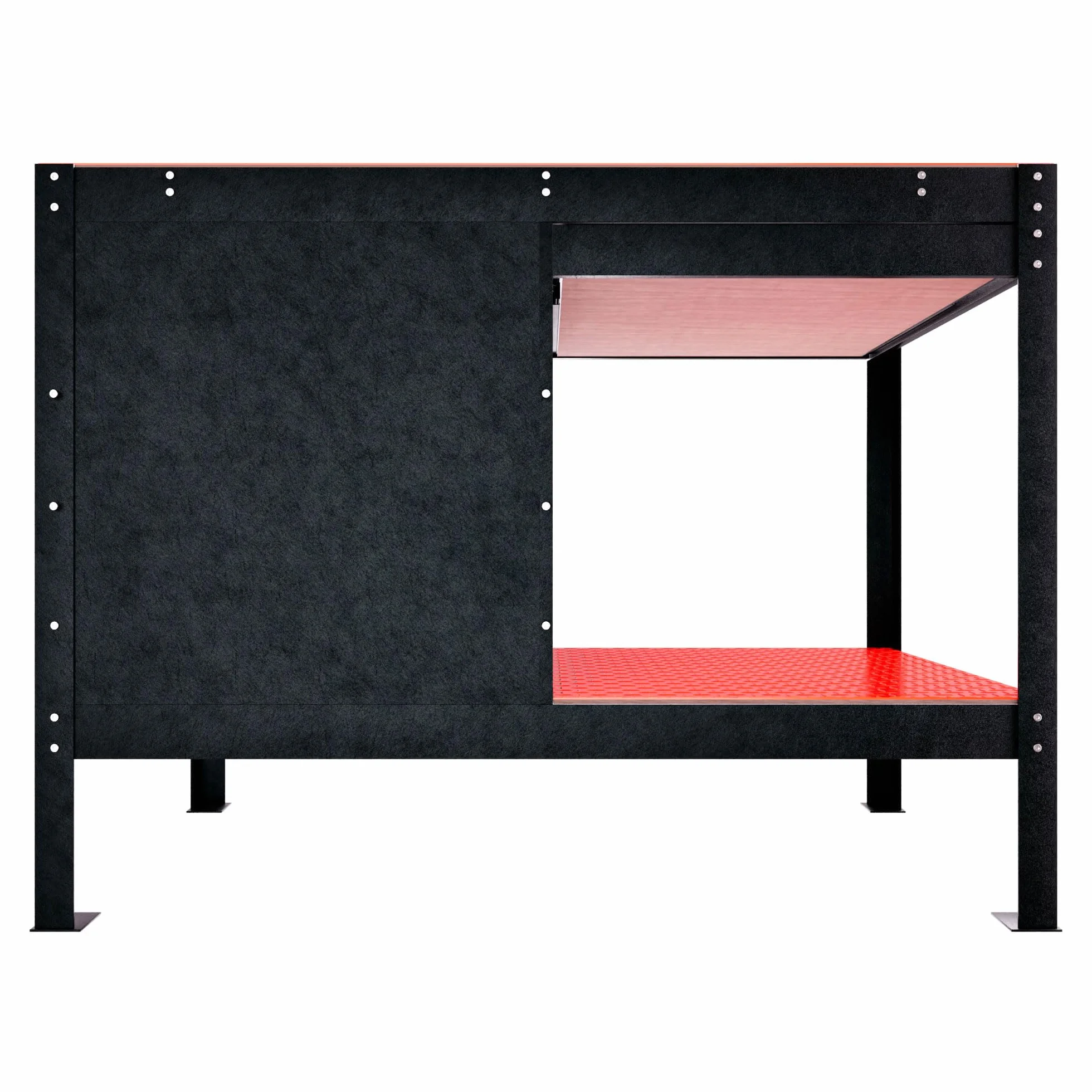 BOUDECH® MANNY - Banco da Lavoro 120x60 cm con Cassetto Porta Utensili 1 Anta e 1 Ripiano Aperto in Metallo Nero