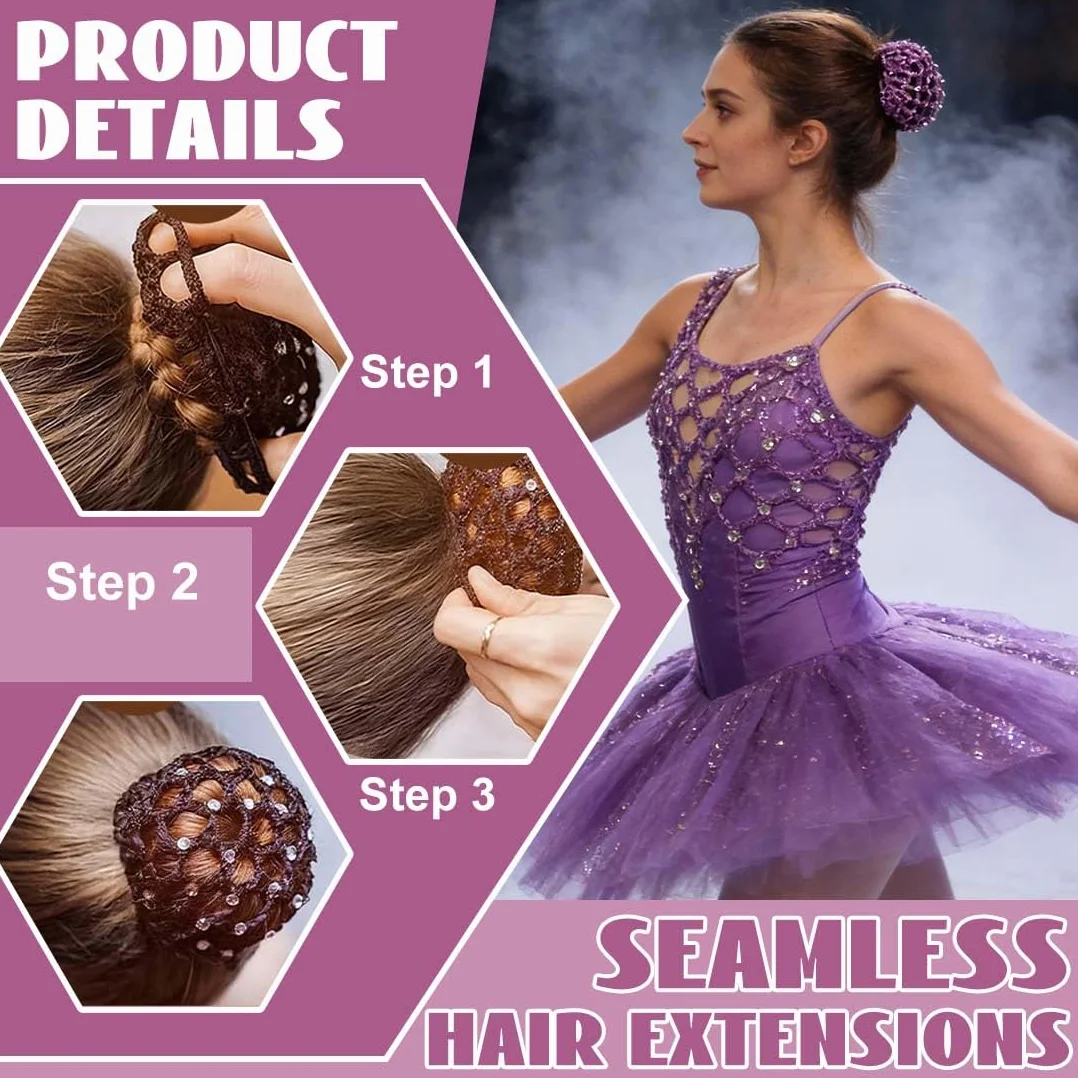 Retine per Capelli con Strass Riutilizzabili 10cm Regolabile Poliestere Elastico 5 Pezzi