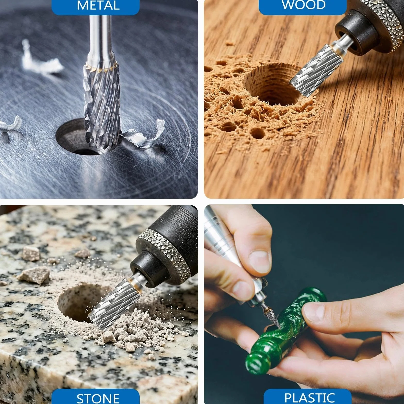 Set Di 10 Carburo Rotanti Con Gambo 1/8 Per Candela, Punte Raspe, Accessori Lime Metallo Legno Pietra Acciaio Rettifica Intaglio