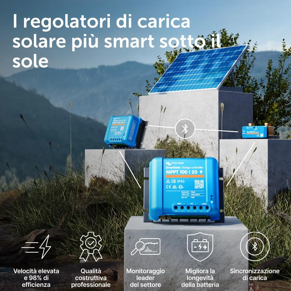 Victron Energy SmartSolar MPPT Regolatore di Carica Solare 100V 20A 12/24/48V Bluetooth