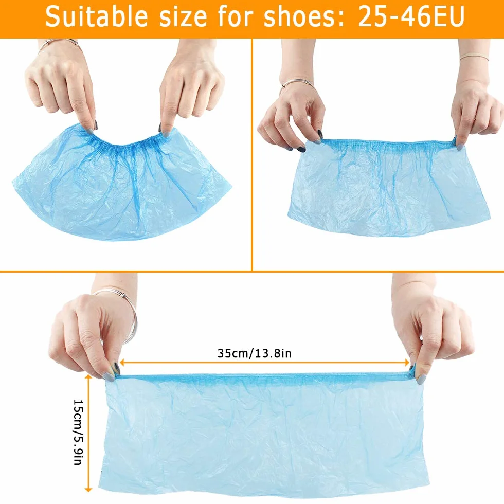Copriscarpe usa e getta 200 pz in plastica blu resistente alla polvere