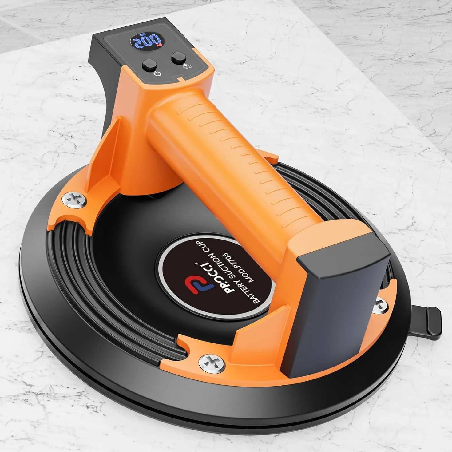 Ventosa a Batteria per Superfici Lisce – 200 KG di Forza di Aspirazione, Display LCD, Batteria 2500 mAh Fino a 7 Ore, Ideale per Piastrelle, Vetro e Marmo