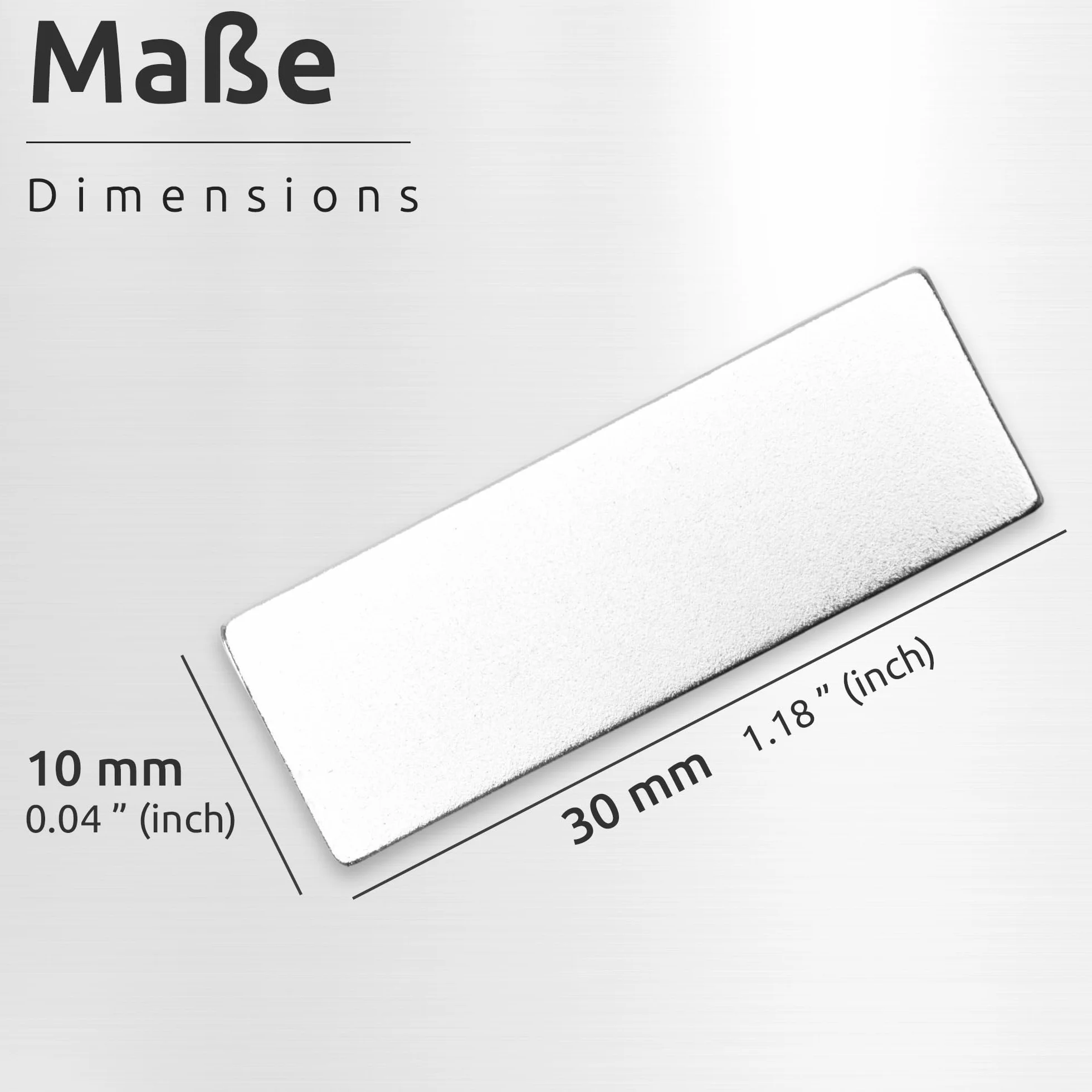 ECENCE Magneti adesivi al neodimio 12 pezzi 30x10x1mm - Forti Calamite Magnete - magneti a rettangolo con película per la presentazione per famiglia, Frigo, Artigianato e la Decorazioni