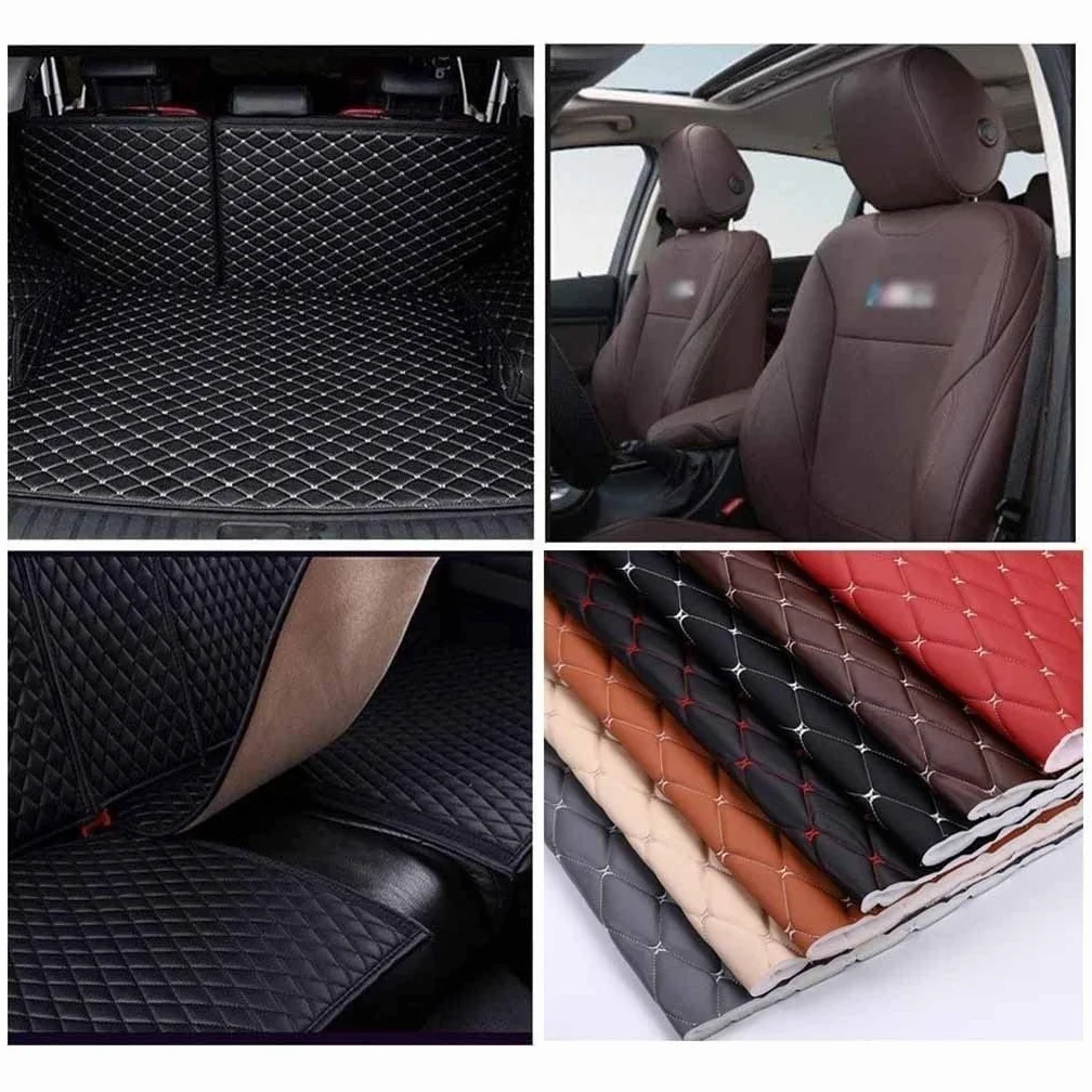 Generico Tessuto in Pelle Strutturato Ecopelle Tappezzeria Tessuti Morbida Finta per Mobili, Trapuntato, al Metro-per Cuscini Auto 1.6m(Black 1,1.6X3m)