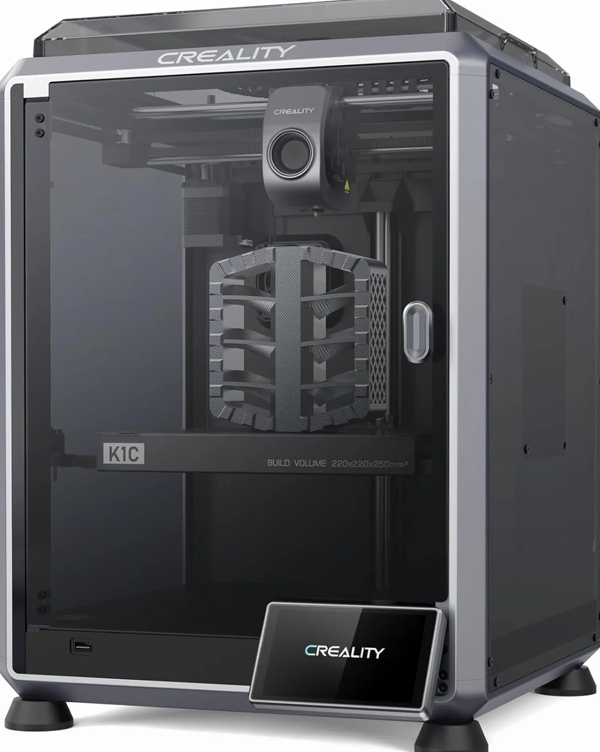 Creality K1C stampante 3D con camera IA, velocità 600 mm/s, autolivellamento, estrusore diretto robusto anti-intasamento. Versione migliorata di K1 SE, stampa a 300°C, modalità silenziosa