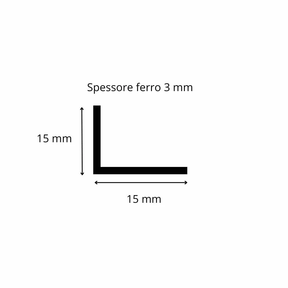 Barra in Ferro Angolare Liscio 15x15 Spessore 3 mm 1 metro