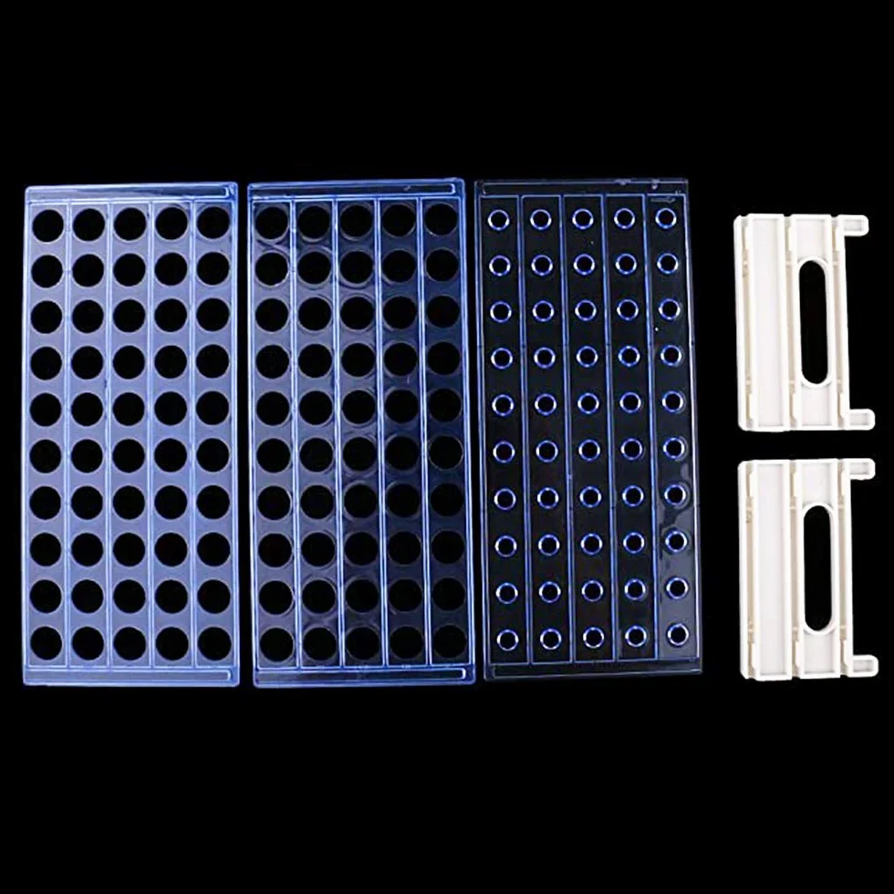 Rack per Provette, 2Pcs Supporto per Provette a 3 Livelli, Porta Provette, Supporto Provette, Rack del Tubo Della Centrifuga per le Forniture di Chimica Della Scuola, 16mm 50 Posti
