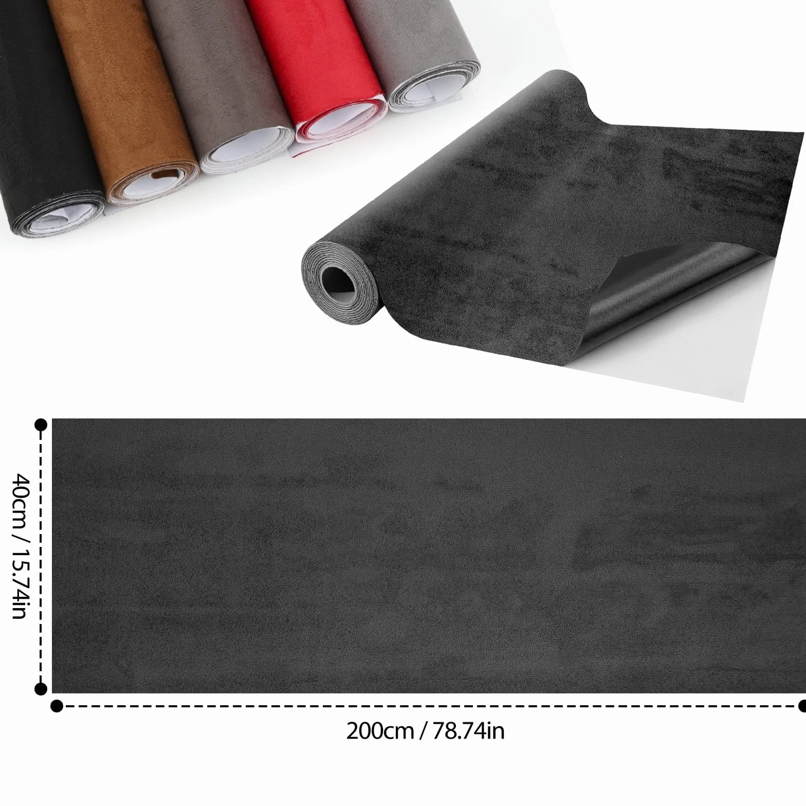 Mbsomnus Tessuto in Microfibra Autoadesivo 200x40 cm Tessuto Adesiva per Auto Grigio Scuro Pellicola vellutata per Interni Dell'abitacolo Elasticizzato per Cruscotto Interni Auto Mobili Cassetto