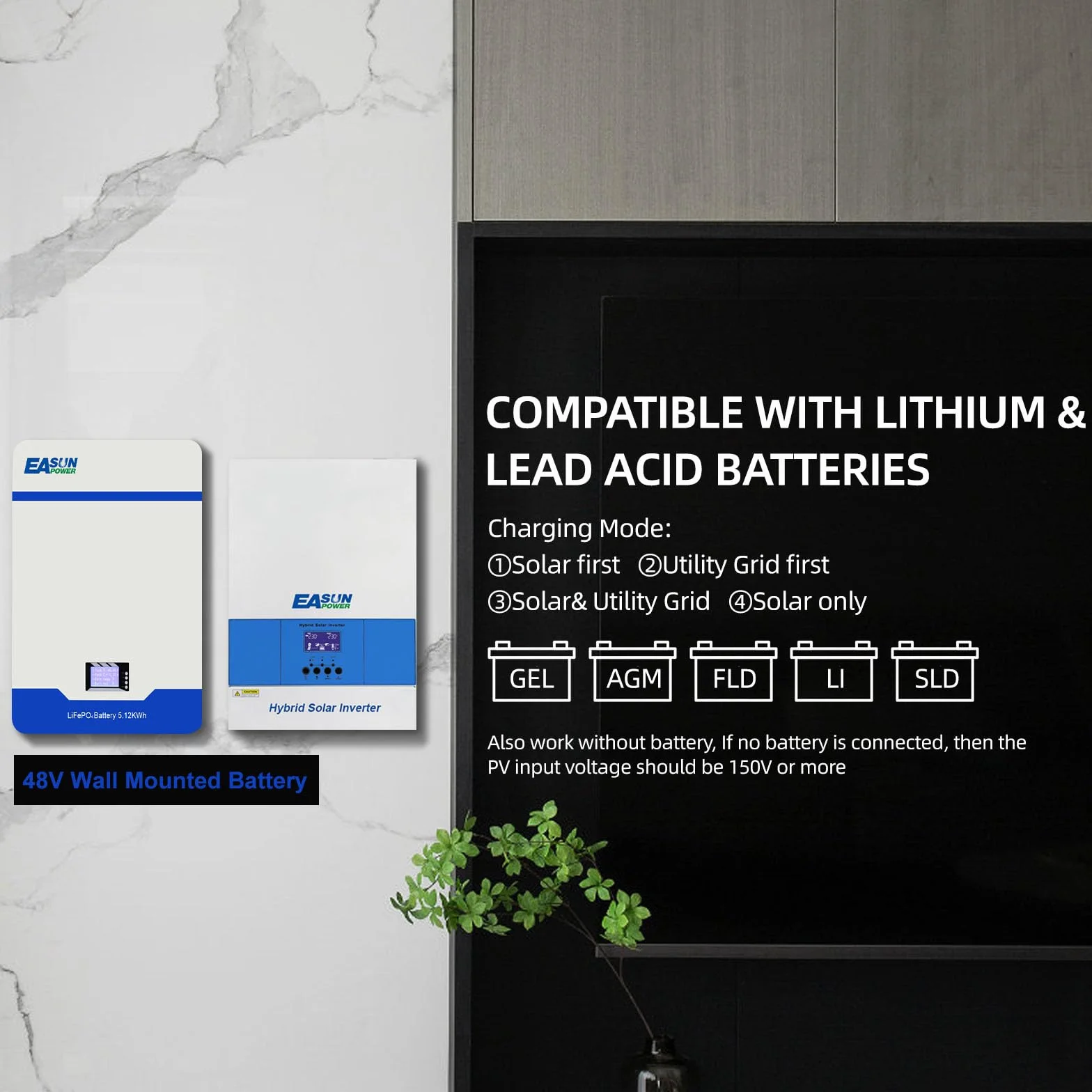 POWLAND 6,2KW Inverter solare ibrido, funziona senza batteria, indipendente da rete Inverter onda sinusoidale pura, Uscita 230V, PV 60-500Vdc, per batterie da 48V, funzione parallela, con Modulo WiFi