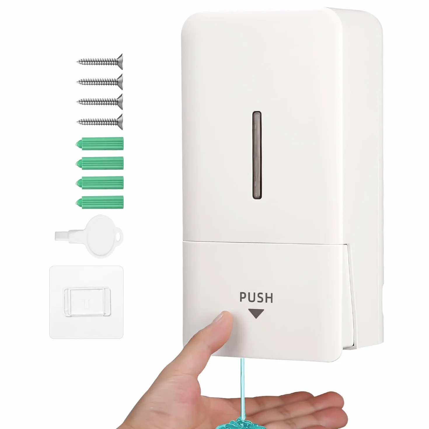 Dispenser Sapone Bagno, Dispenser Sapone Bagno a Muro Ideale per Bagni Commerciali, da Utilizzare con Disinfettanti e Saponi per le Mani, ABS Bianco 800ML Grande Capacità