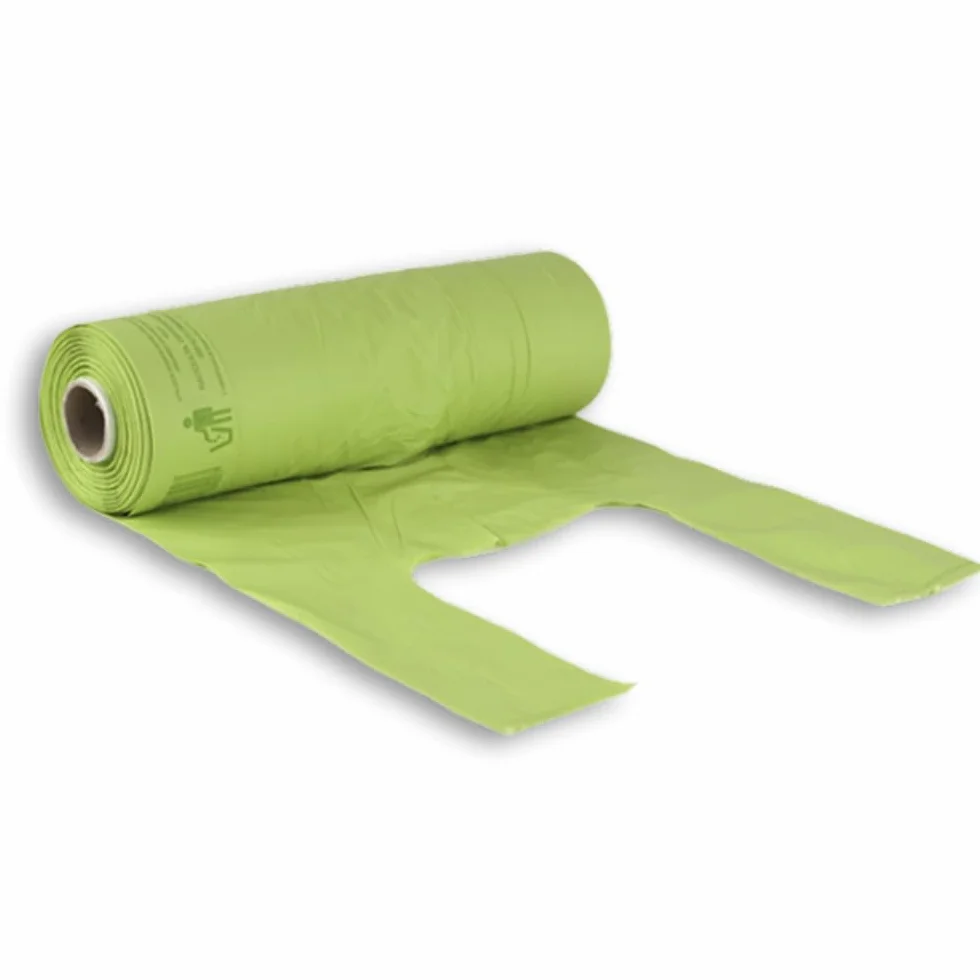 VIRSUS 1 Rotolo Buste Shopper Verde a Strappo da 1kg Circa 80 Buste Shopper biodegradabili compostabili Misura 27+14x50 Sacchetti per Organico Raccolta differenziata